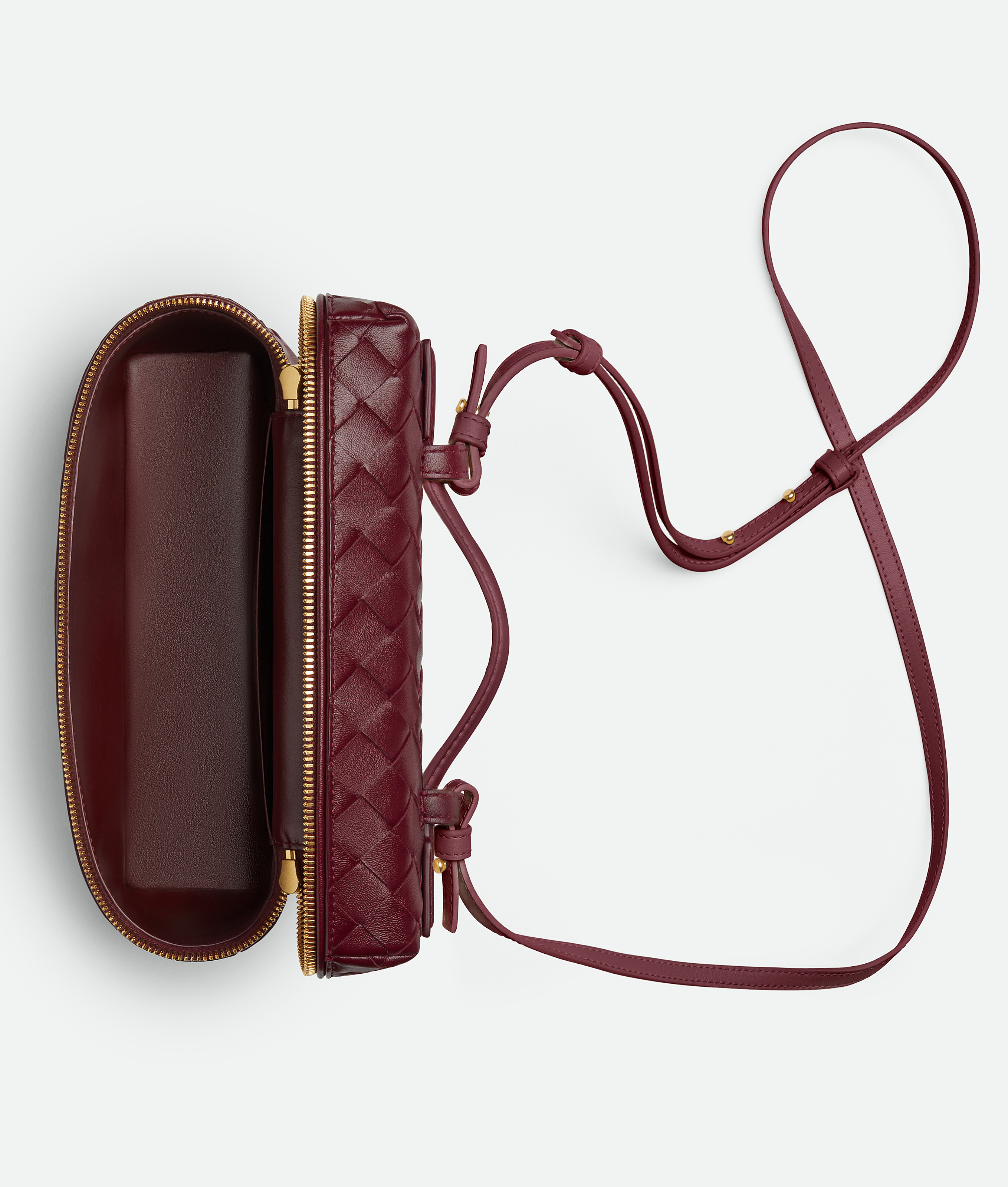 Bottega Veneta Intrecciato Leather Convertible Vanity Case In Barolo