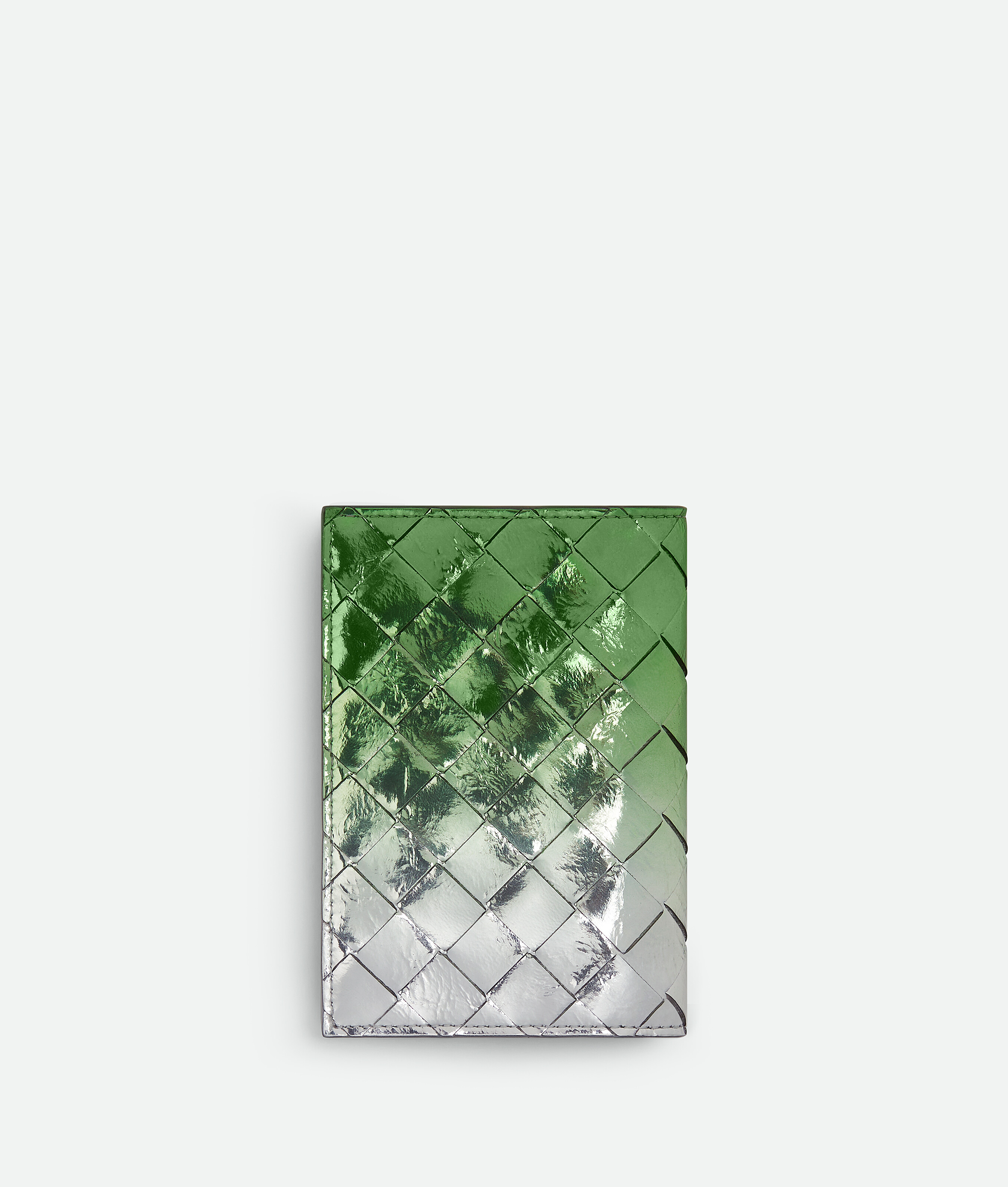 Bottega Veneta Intrecciato Passport Case In Silver/fresh Mint