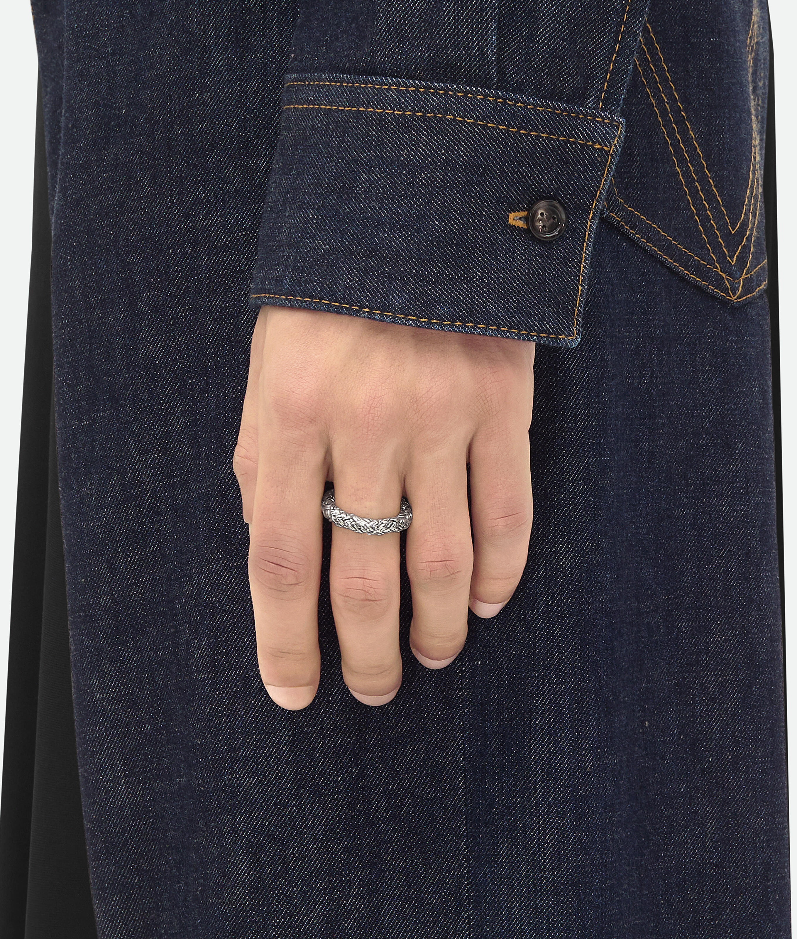 Bottega Veneta Bague Intreccio In Silver