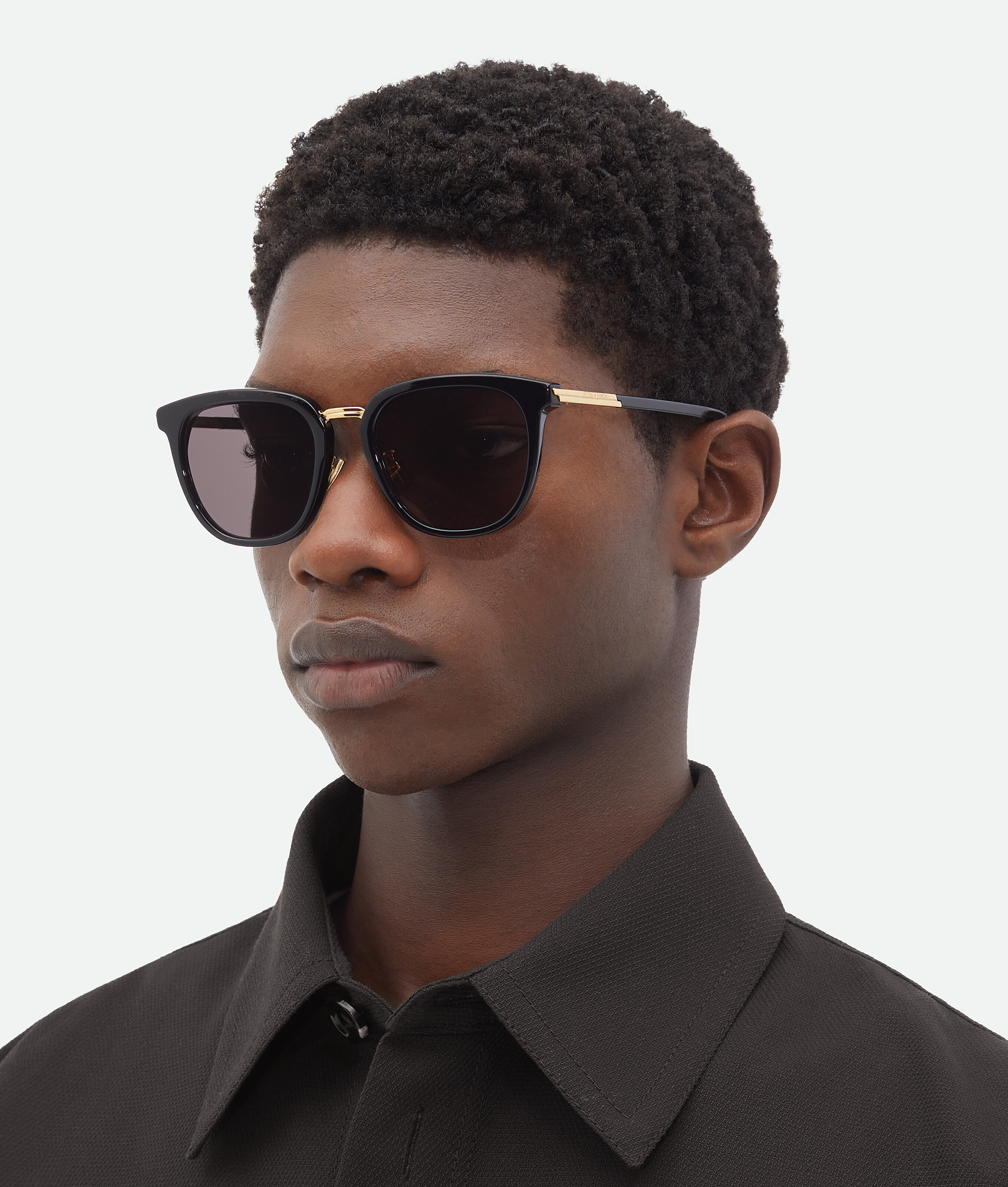 Shop Bottega Veneta Forte Square Sunglasses In Black/grey