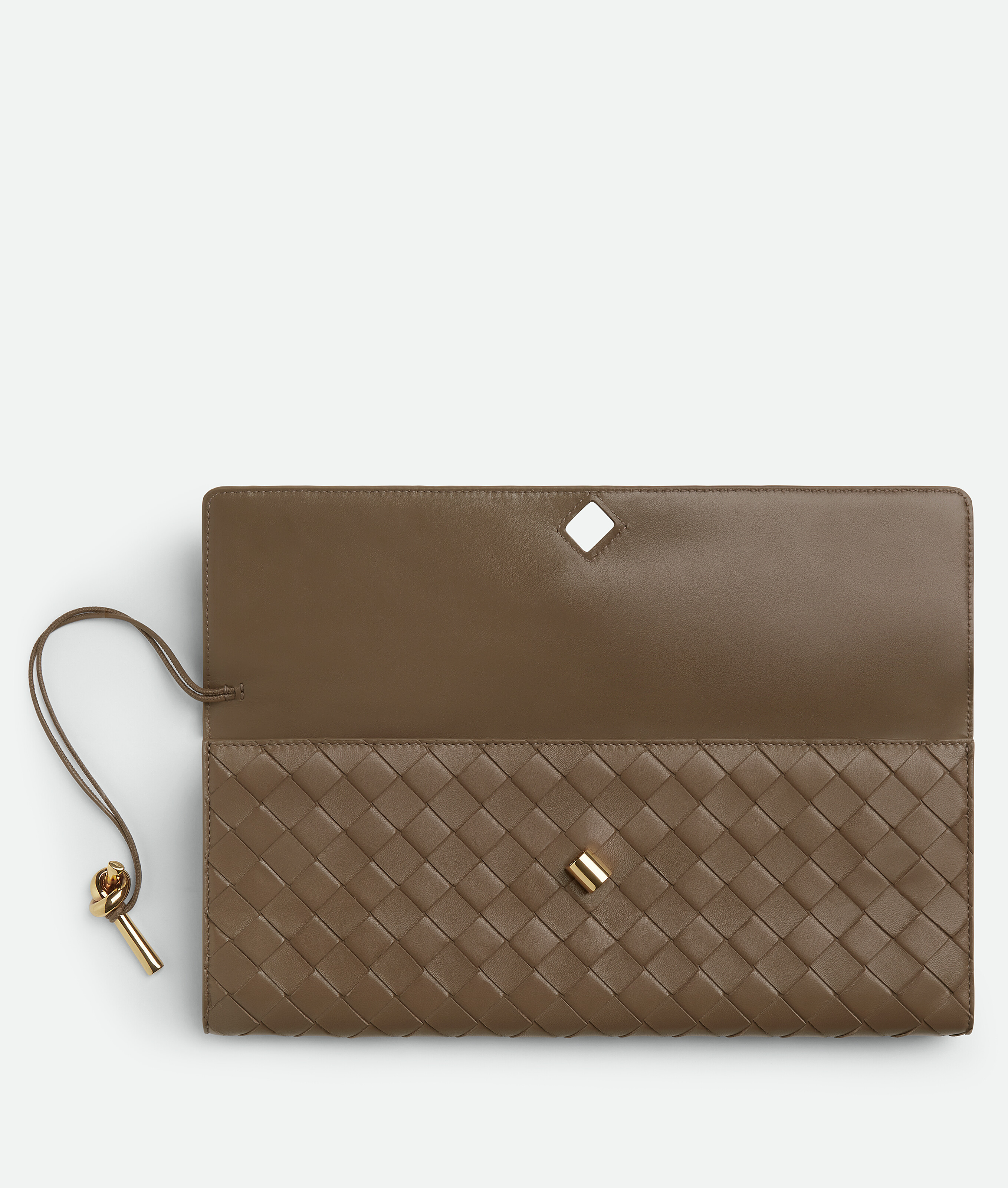 Bottega Veneta Medium Leather Andiamo Clutch Bag In Pinecone
