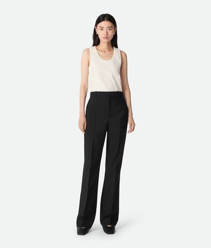 Pantalon évasé en laine légère