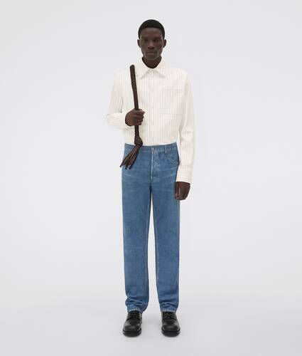 Pantalon En Cuir Imprimé Effet Denim