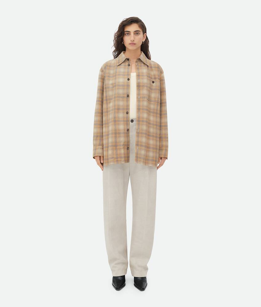 Display a large version of the product image 4 - Oversized Flannel-Printed Leather Shirt