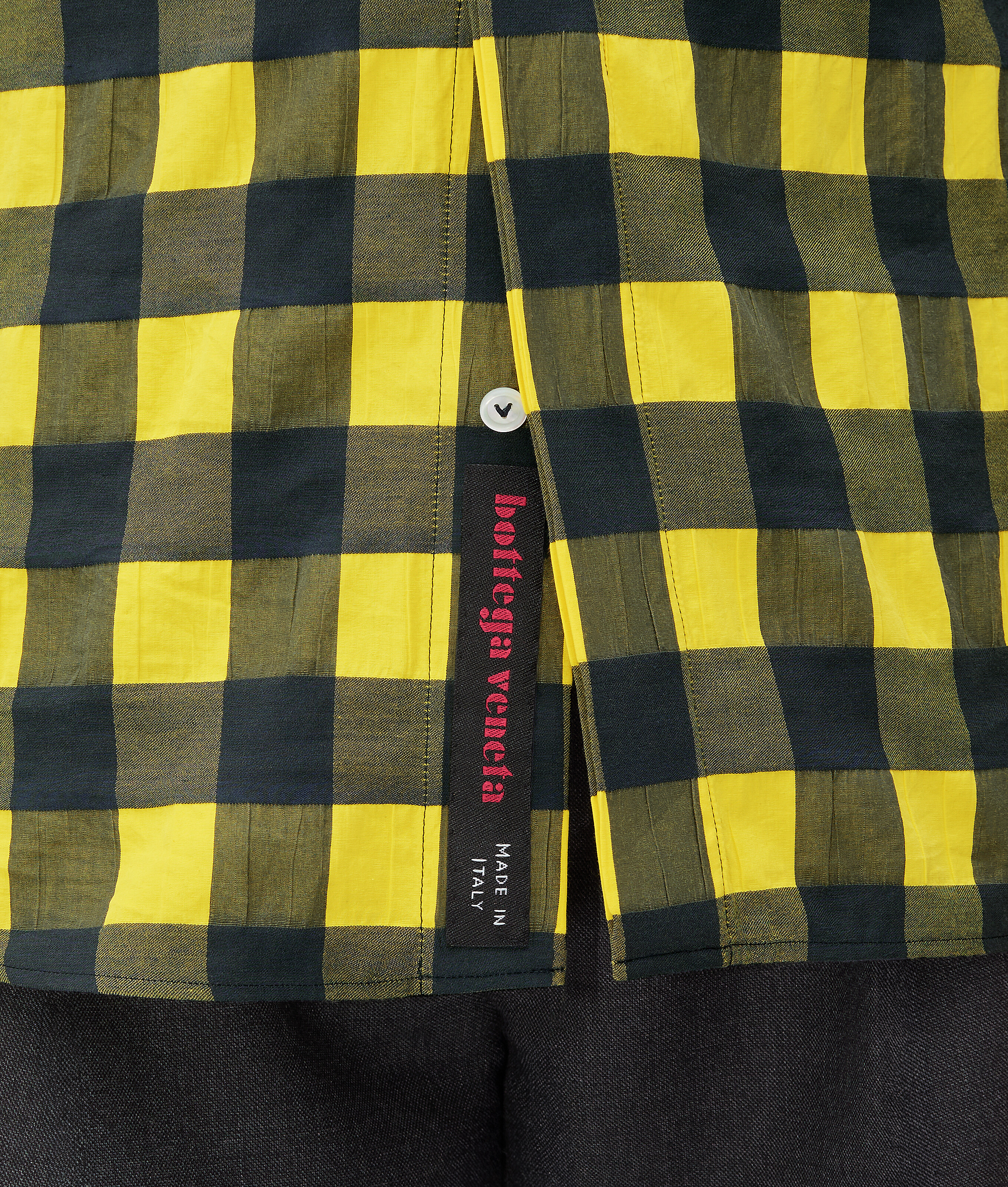 Bottega Veneta Gingham Cotton Shirt In Yellow/shrub/wave