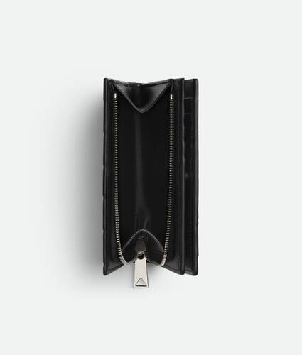 Portefeuille Bi-Fold Zippé en L Intrecciato Moyen Format