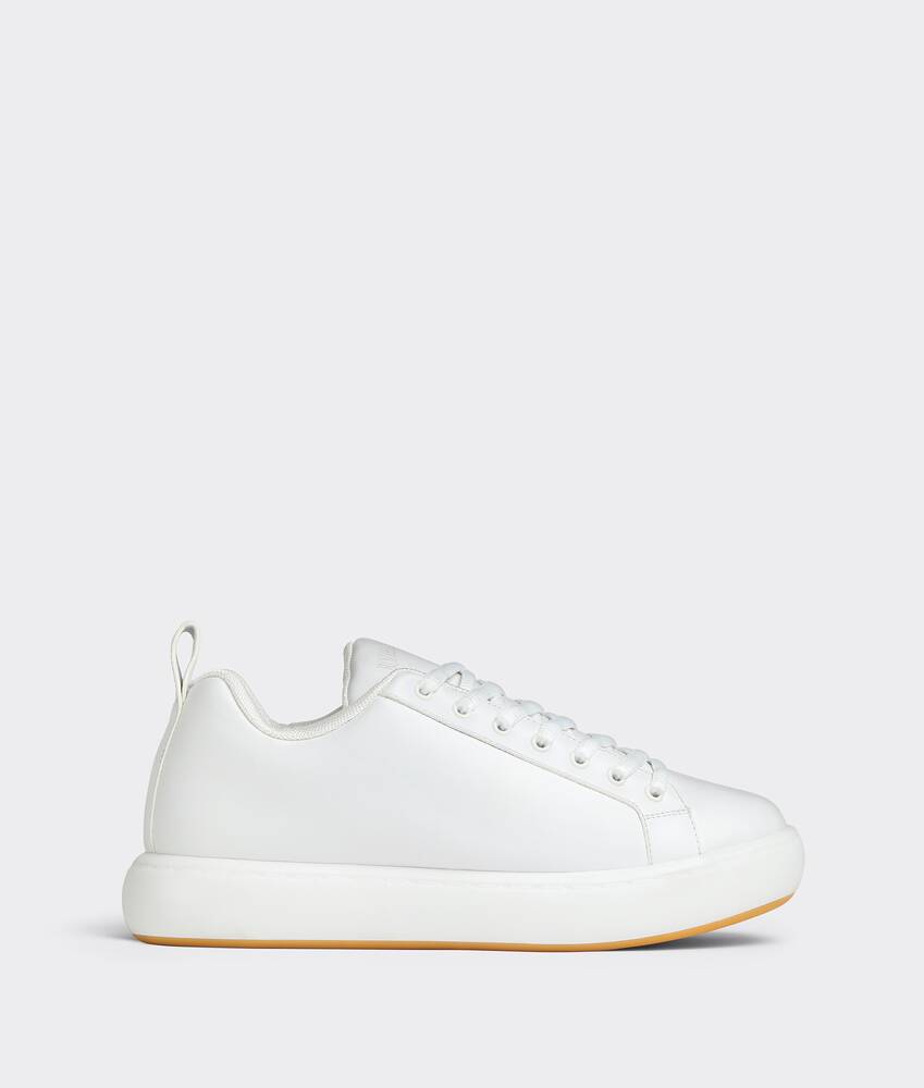 Men & Women's White Calfskin With Black Details On Time Sneaker