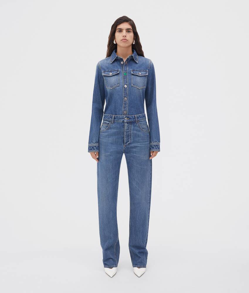 Display a large version of the product image 1 - Medium Washed Mid Rise Straight Denim