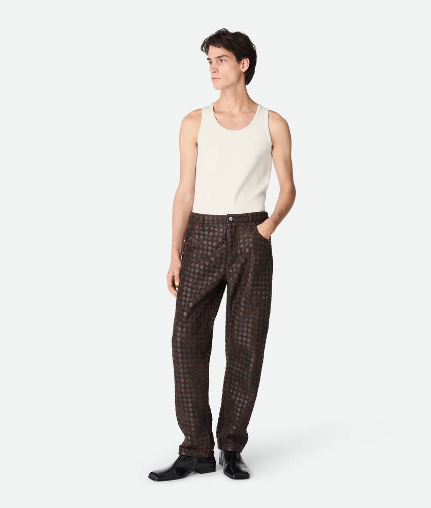 Ein größeres Bild des Produktes anzeigen 1 - Gerade Hose aus Intrecciato Leder und Wildleder