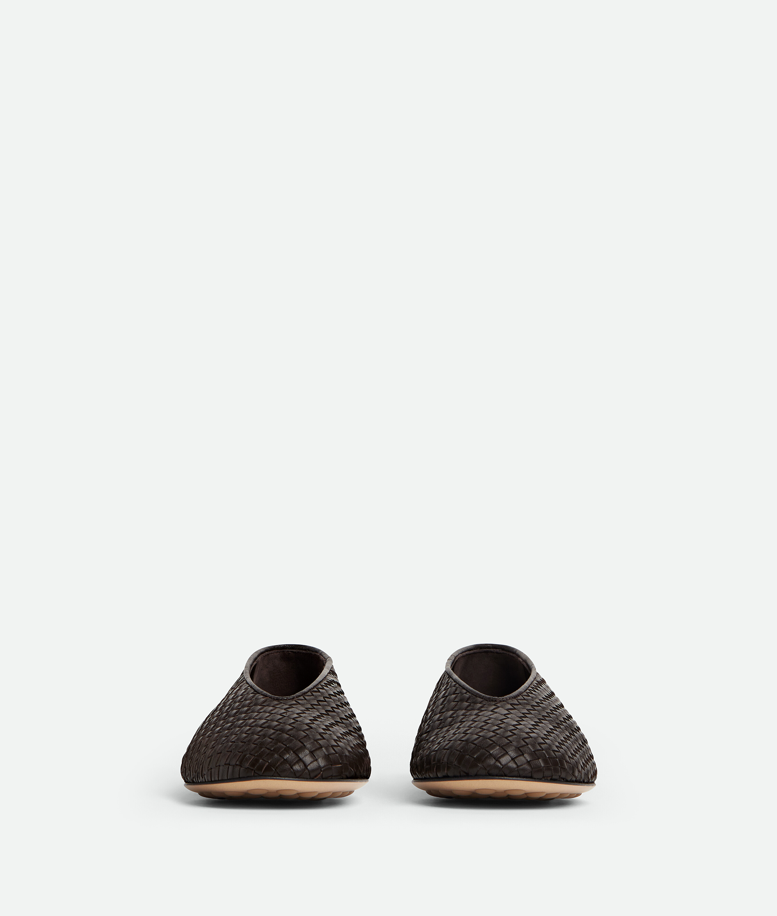 Bottega Veneta Micro Wave Brown Nappa Leather Ballerinas In Gray