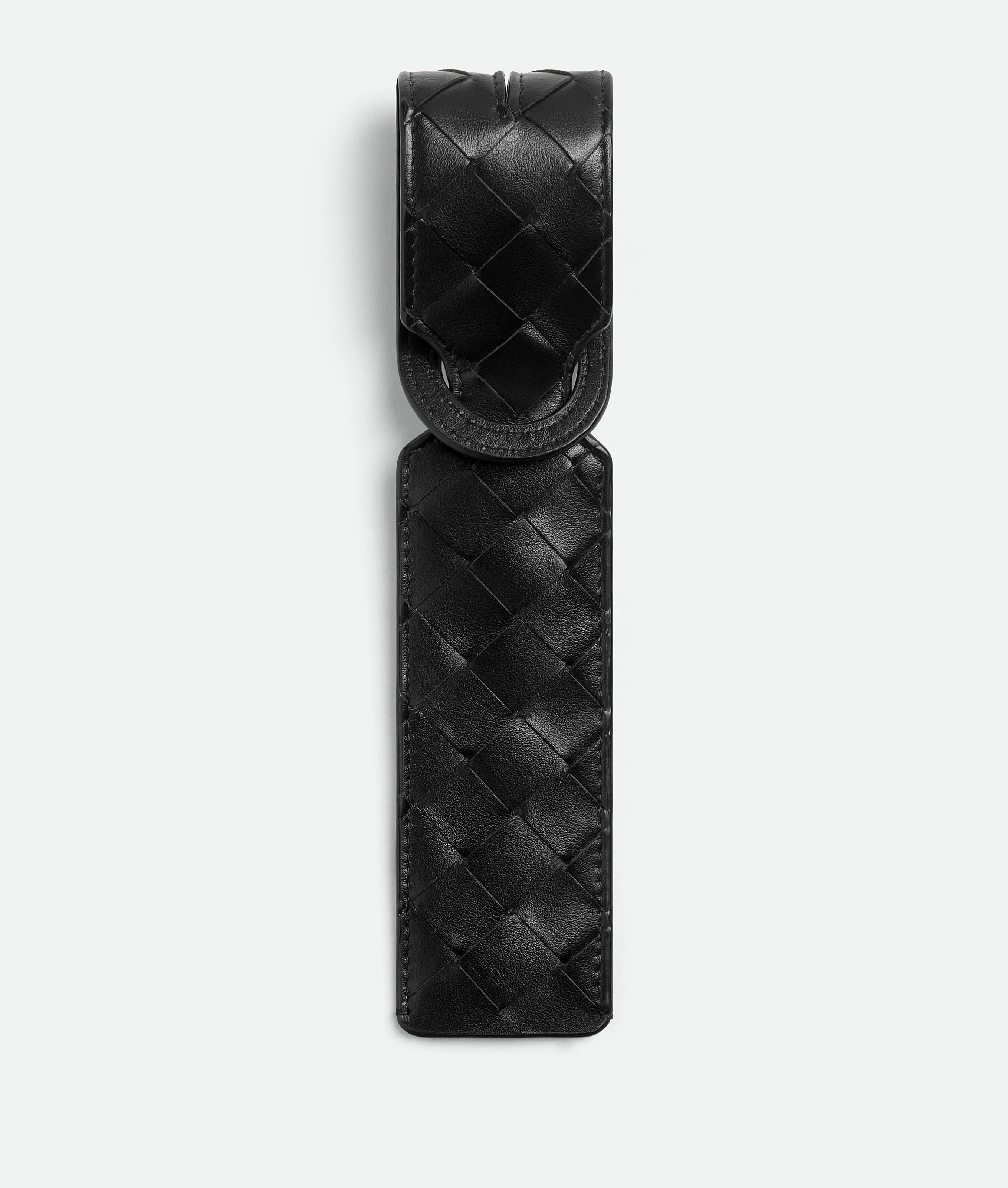 Bottega Veneta Intrecciato Long Tag Holder In Black