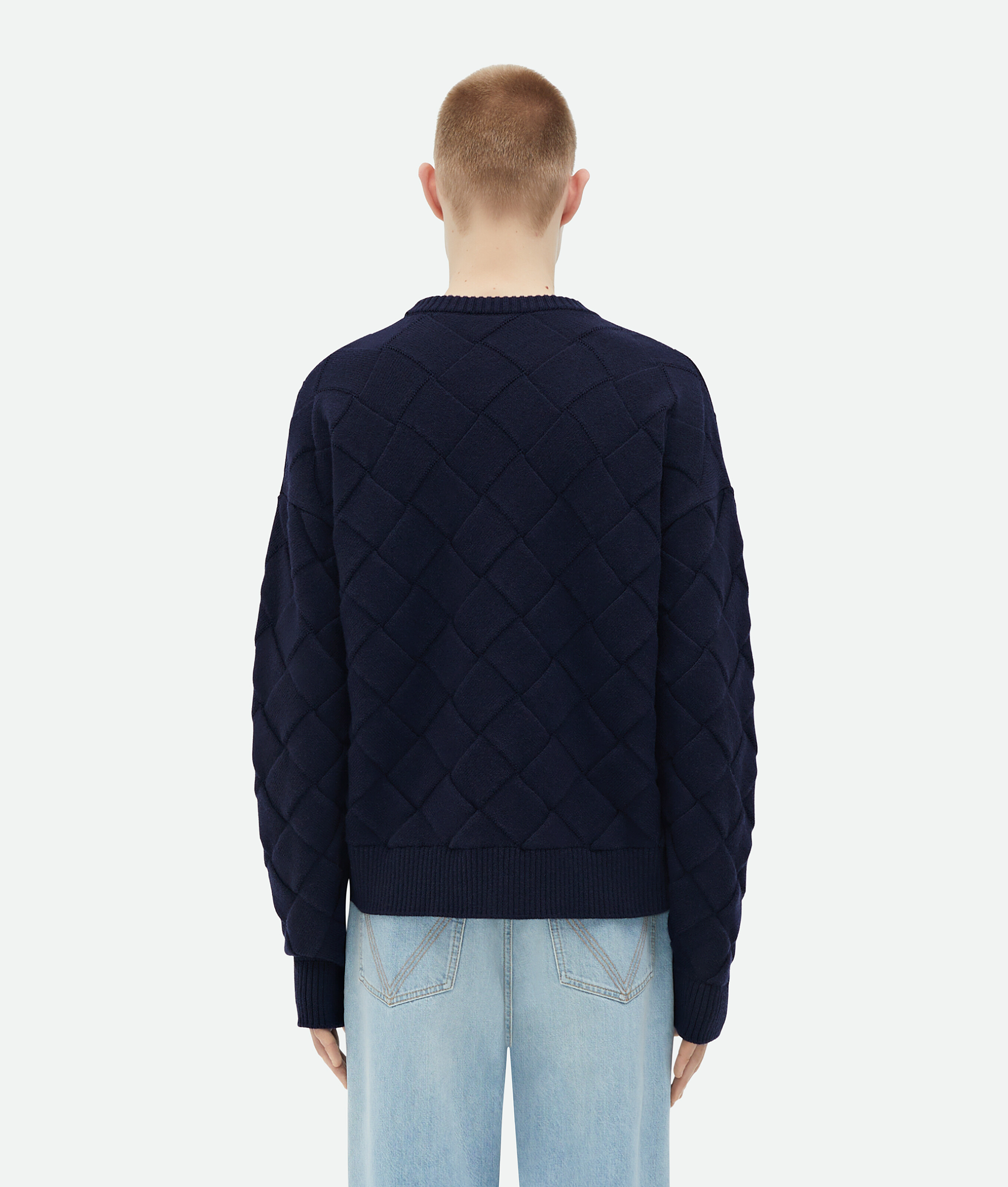 Bottega Veneta Intreccio Wool Jumper In Blue