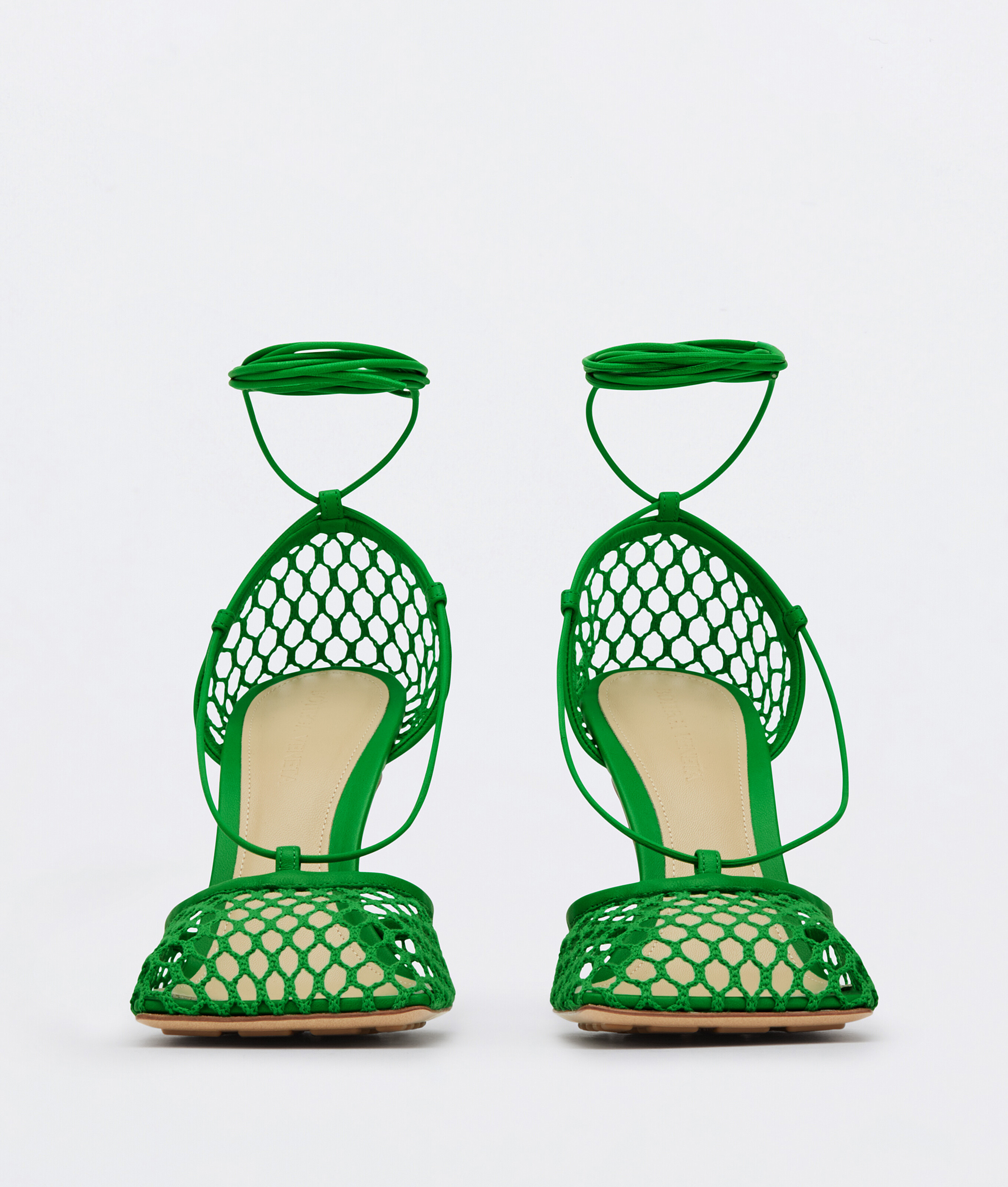 Shop Bottega Veneta Sandales À Lacets Stretch In Vert