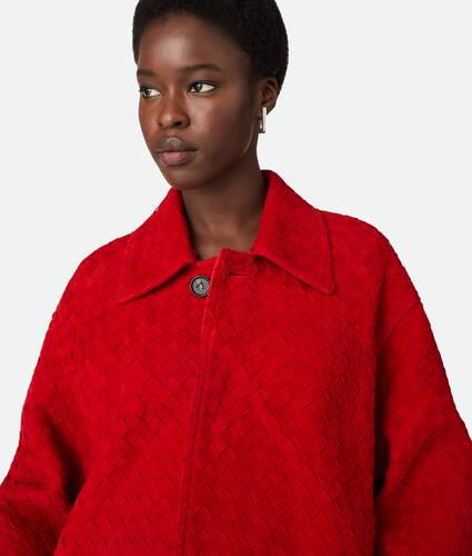 Intrecciato Suede Leather Coat