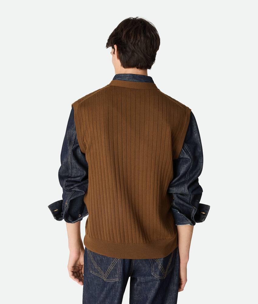 Display a large version of the product image 3 - Wool Rib Cardigan Gilet