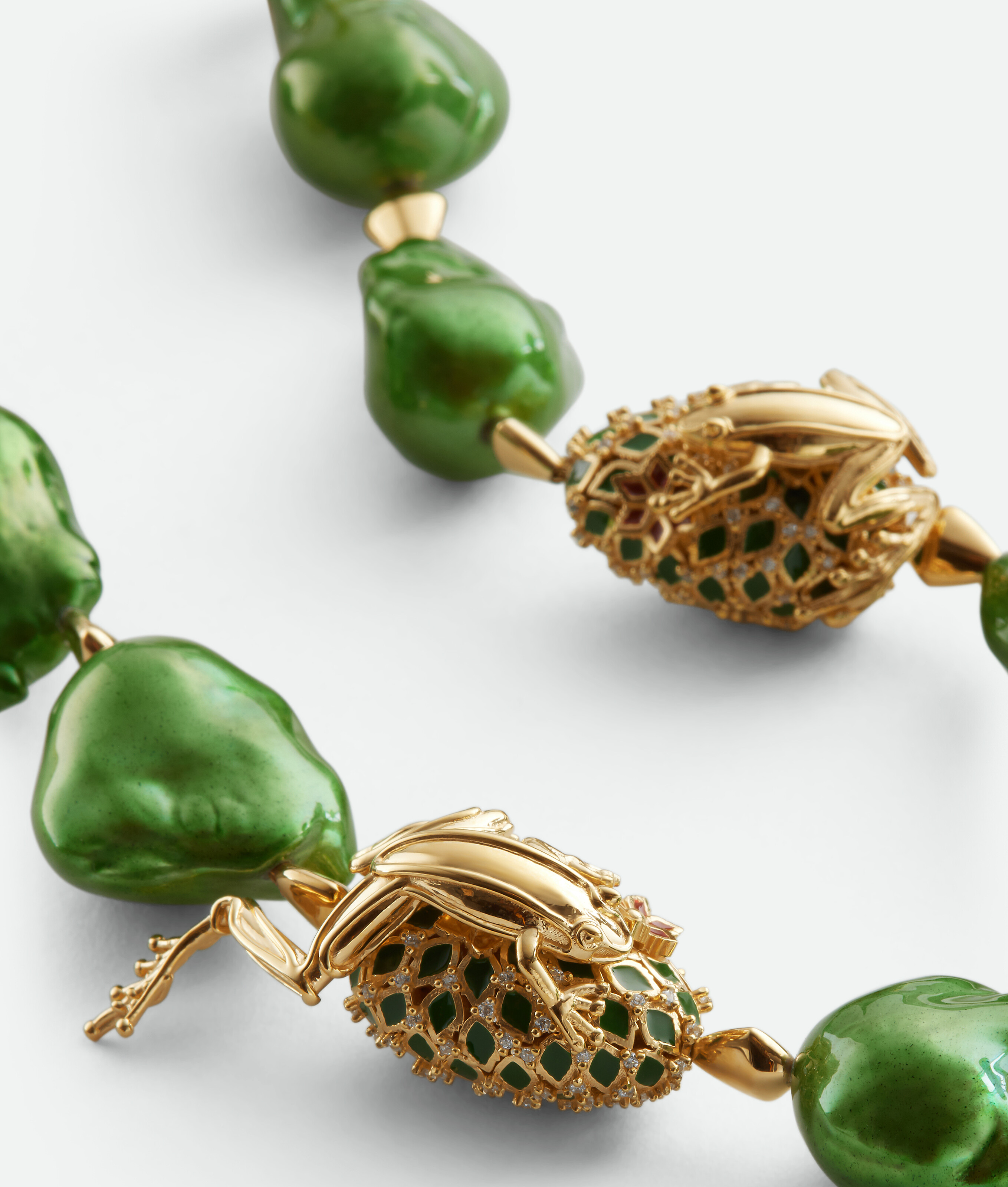 Bottega Veneta Rana Pearls Halskette In Fresh Mint/avocado