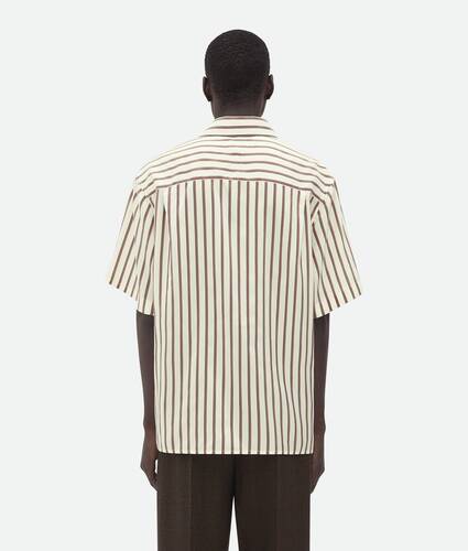 Short-Sleeved Silk Bicolor Striped Shirt