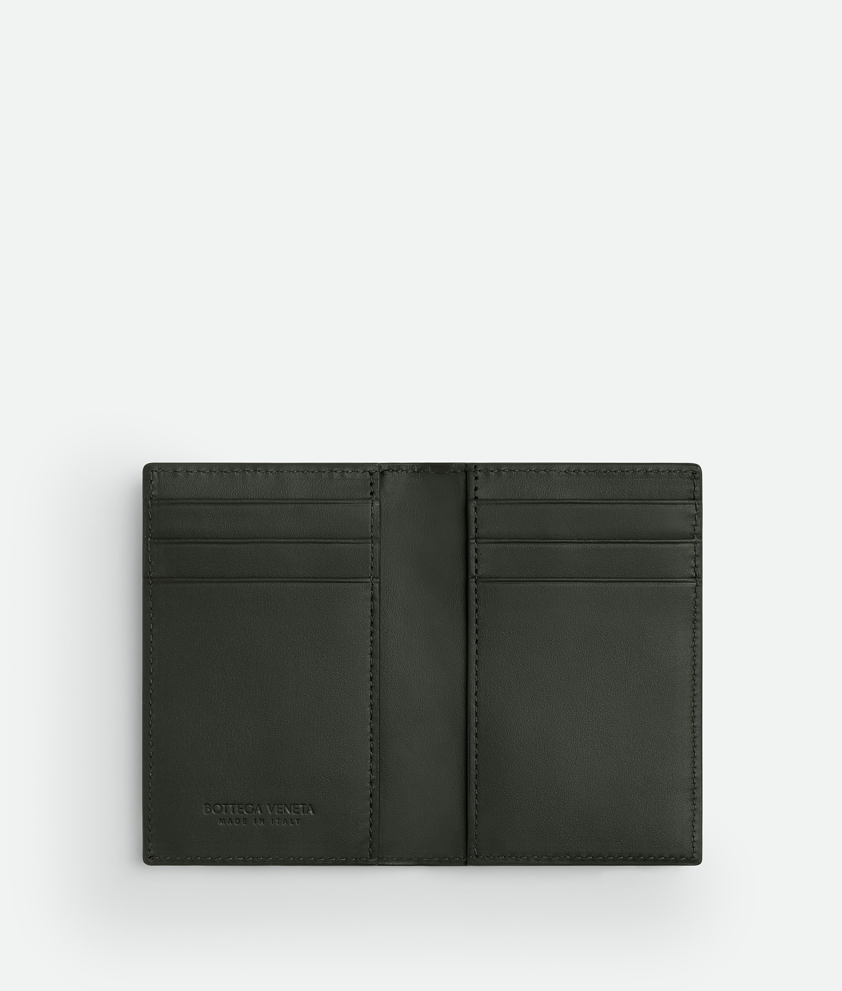 Bottega Veneta Intrecciato Flap Card Case In Dark Green