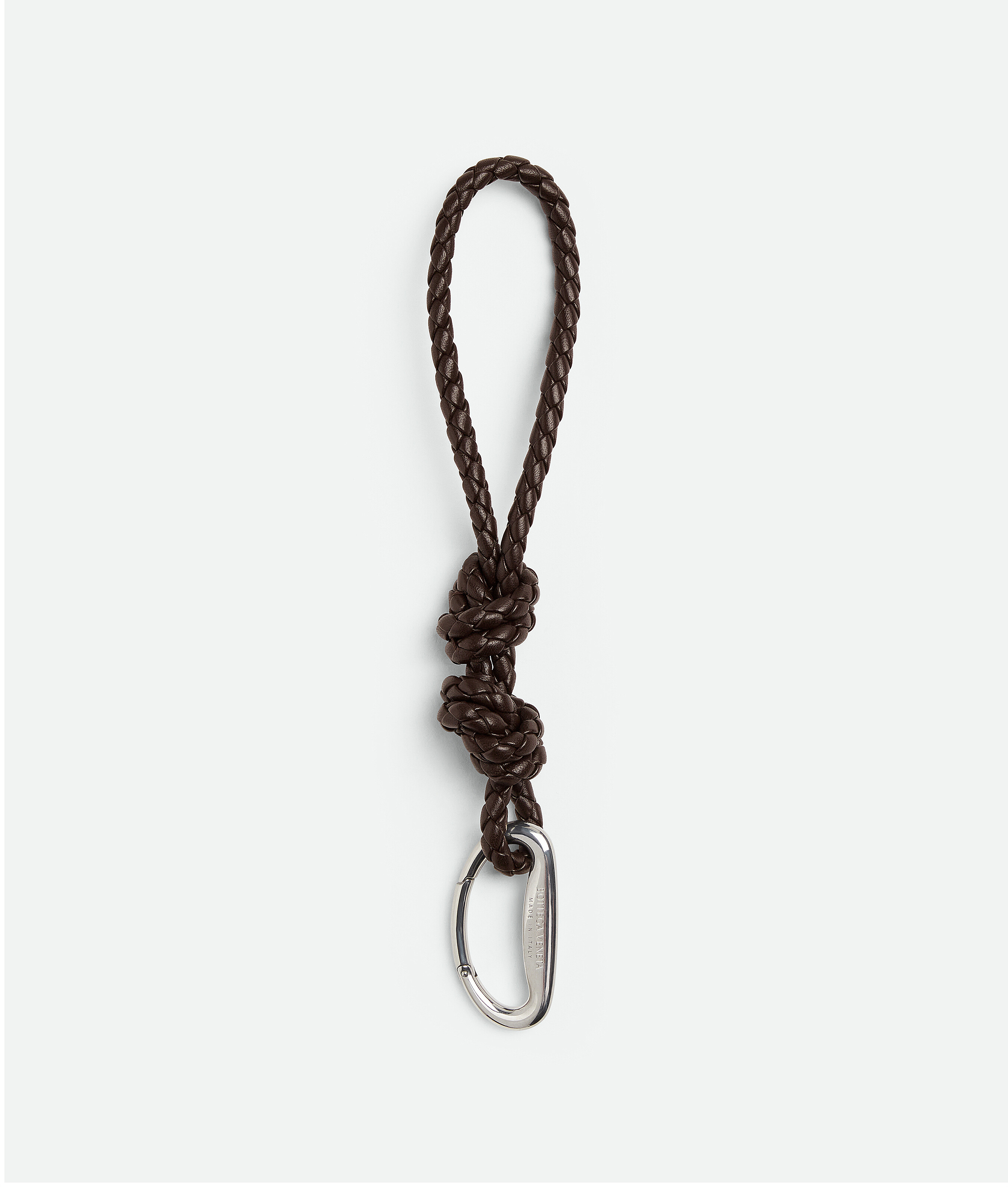 Bottega Veneta Intreccio Key Ring With Drop Hook In Brown
