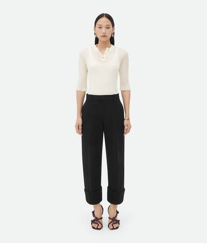 Display a large version of the product image 1 - Lapelled Ottoman Light Cotton Trousers