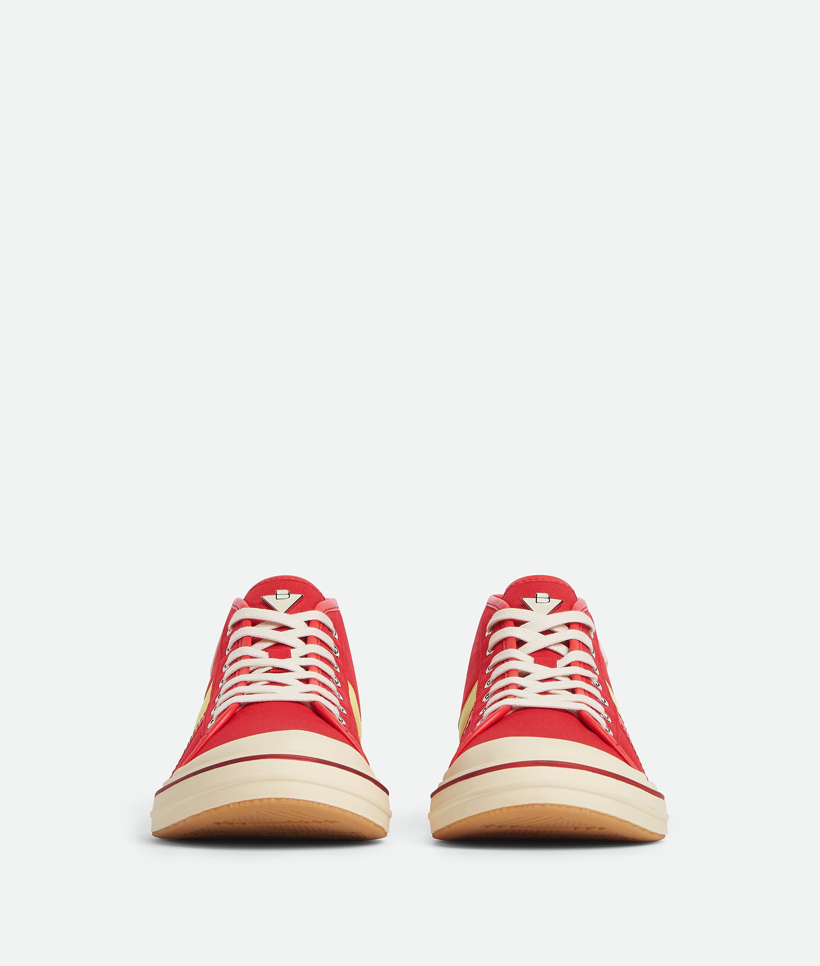 Bottega Veneta Canvas Leather-trim Eliot Sneakers In Scarlet/tomato