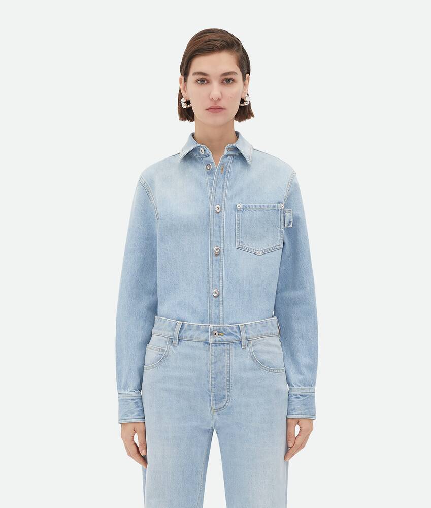 Bottega Veneta® Women's Light-Bleached Denim Shirt in Light Bleach