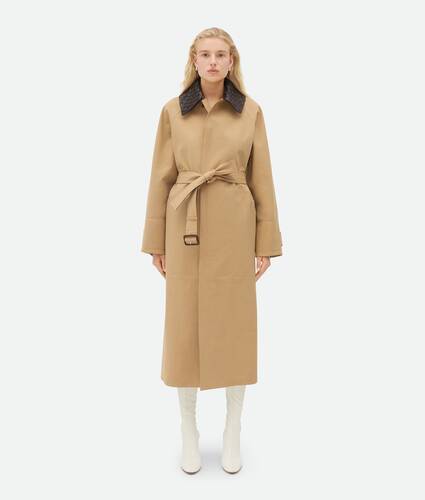 Cotton Trench With Intrecciato Collar