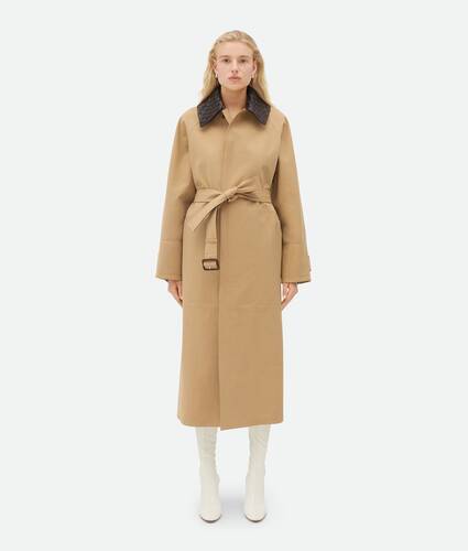 Display a large version of the product image 1 - Cotton Trench With Intrecciato Collar