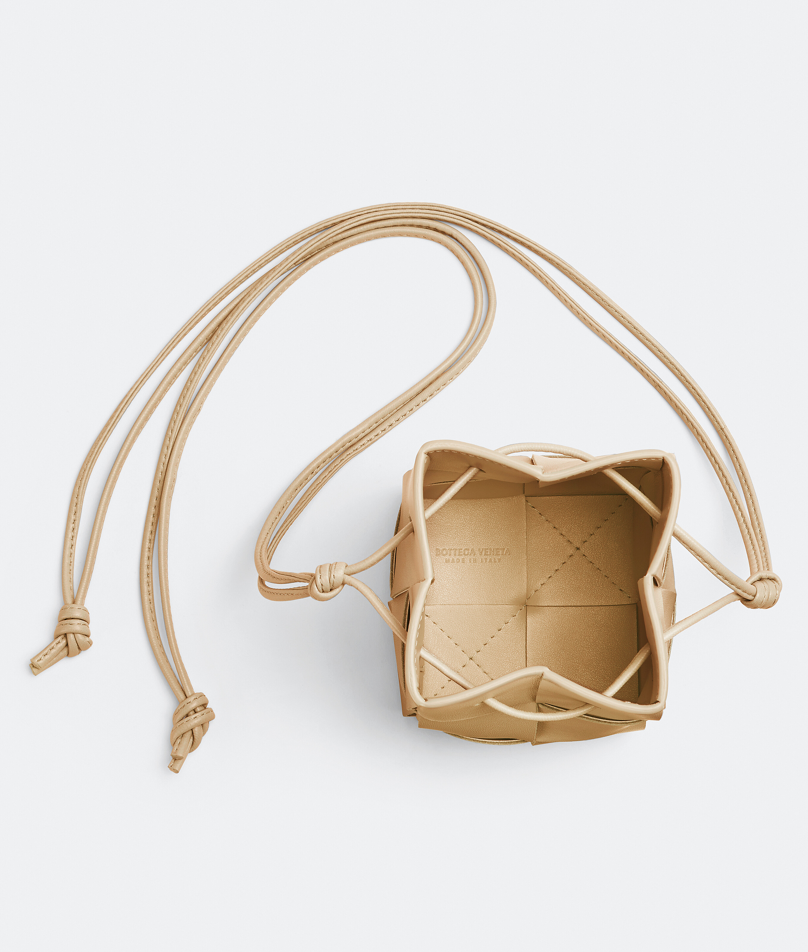 Shop Bottega Veneta Mini Cassette Bucket Bag In Beige