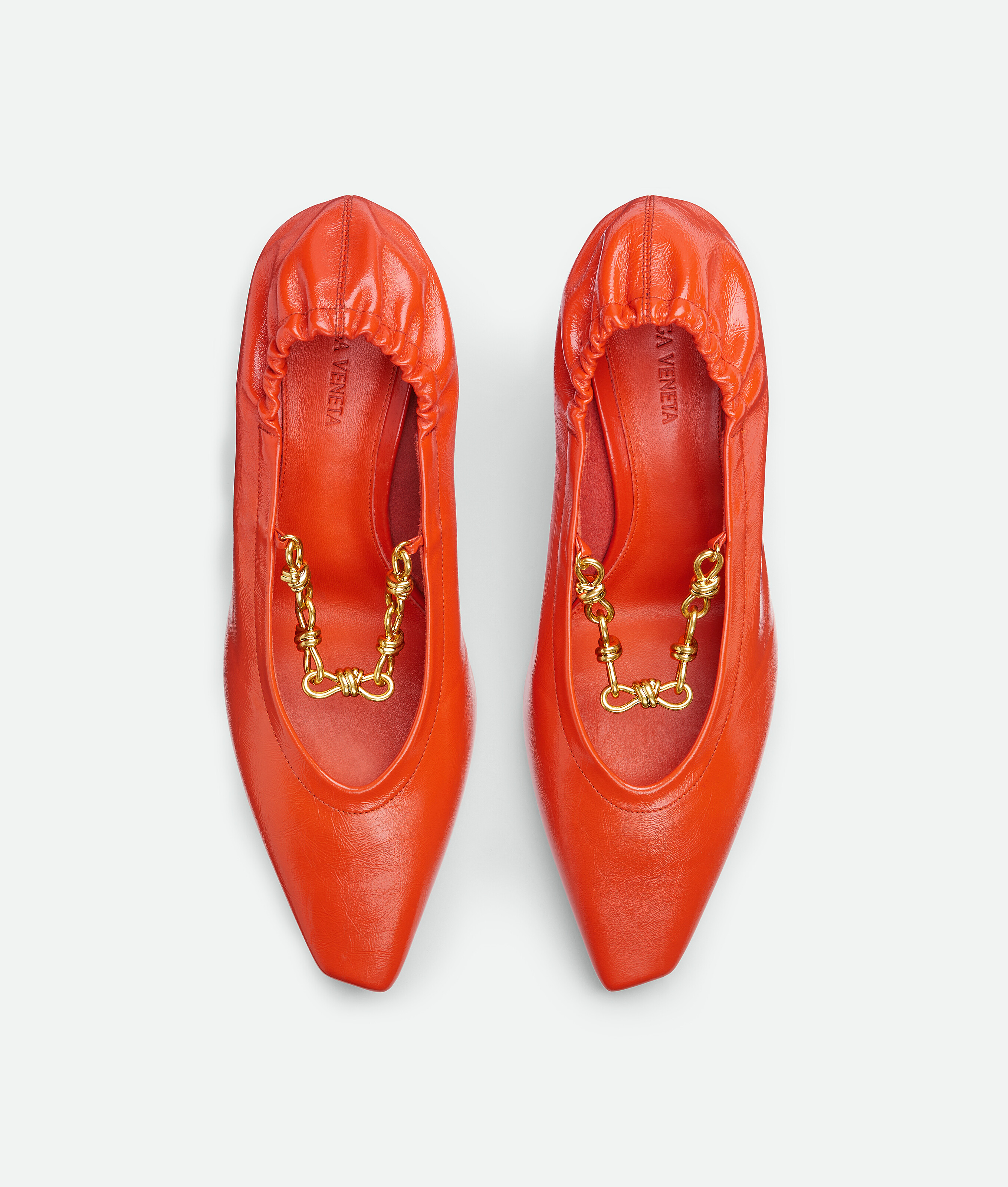 Shop Bottega Veneta Sharp Chain Pumps In New Orange