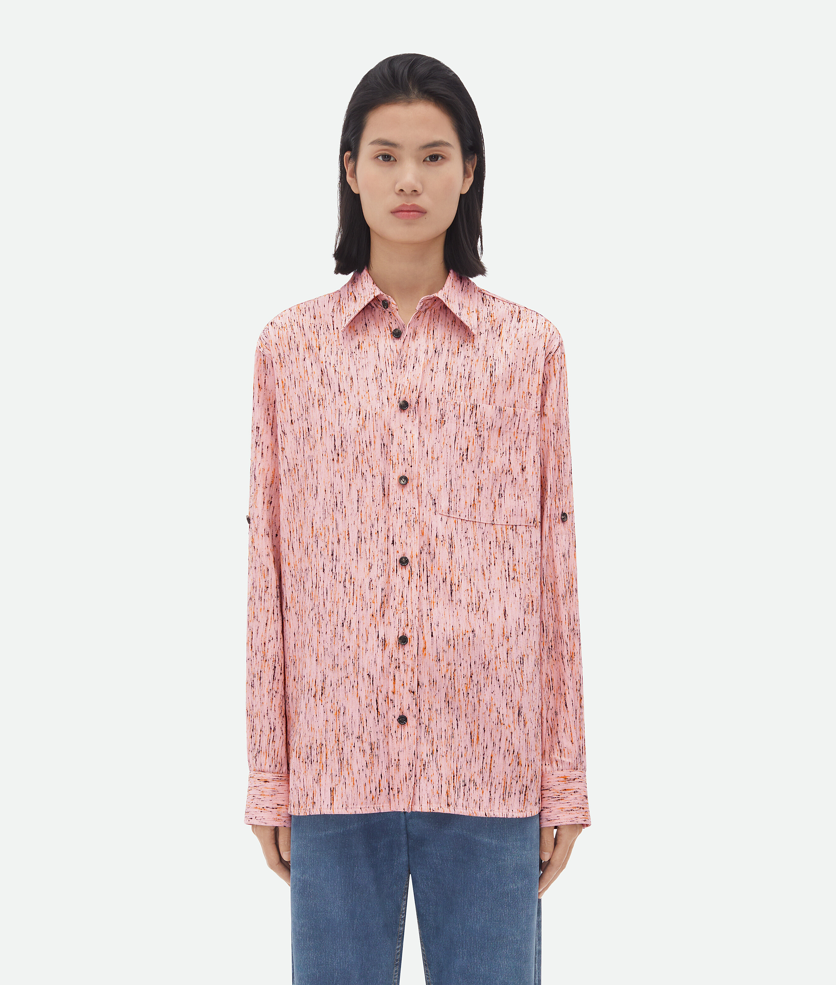 Bottega Veneta Textured Viscose Stripe Shirt In Multicolor
