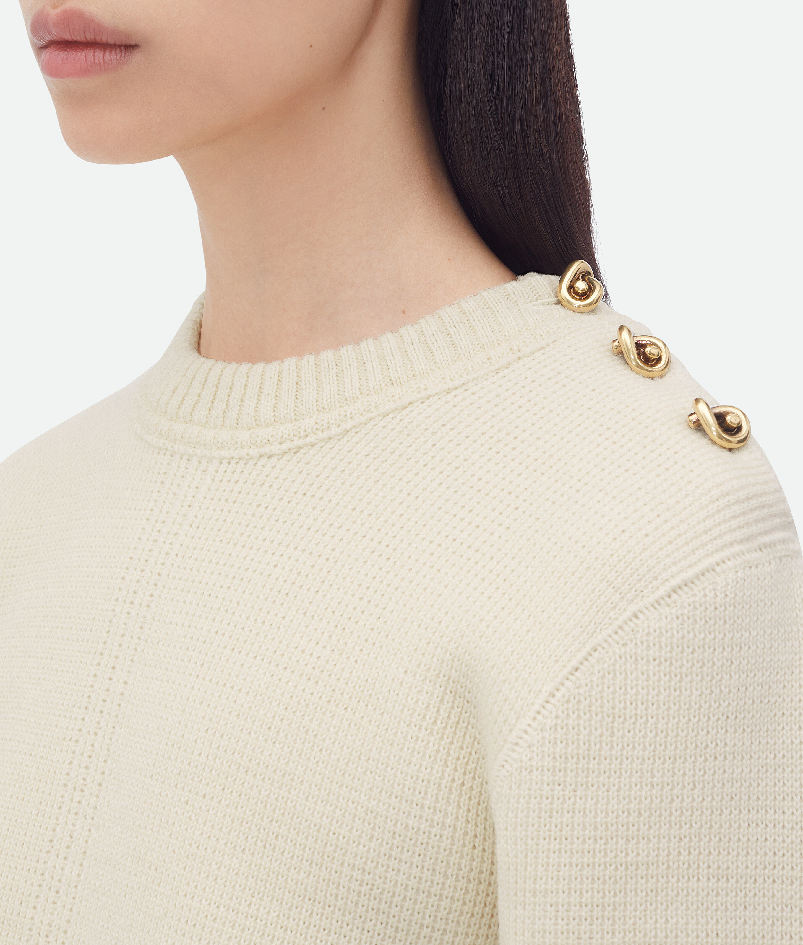 Bottega Veneta Rib Wool Sweater With Knot Detail In White