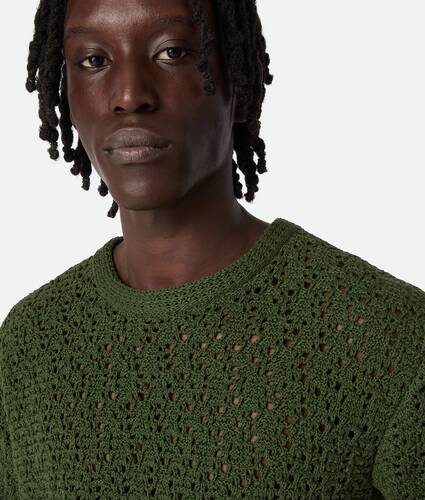 Cotton Crochet Knit T-Shirt