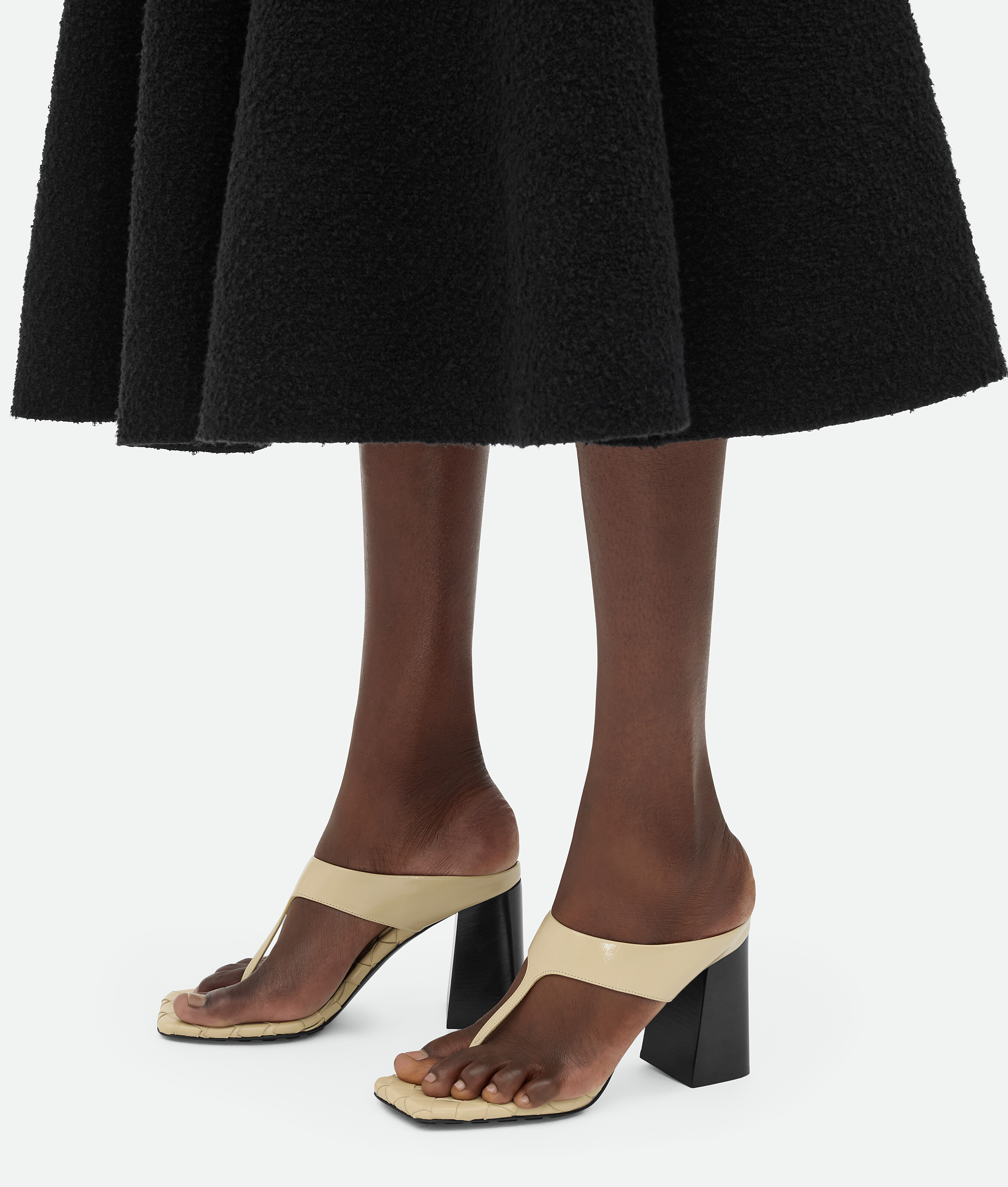 Bottega Veneta Beige Marella Thong Heeled Sandals In Light Butterscotch
