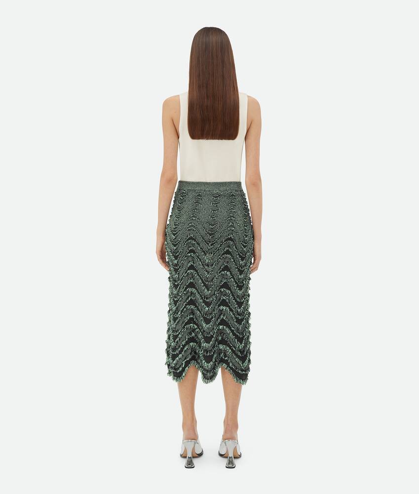 Display a large version of the product image 3 - Textured Viscose Skirt With Weaved Fringes