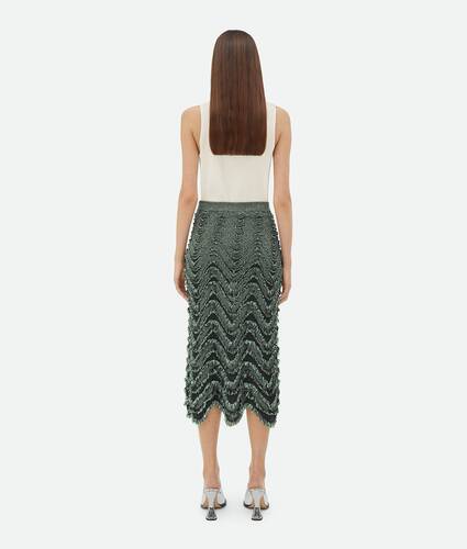 Textured Viscose Skirt With Weaved Fringes