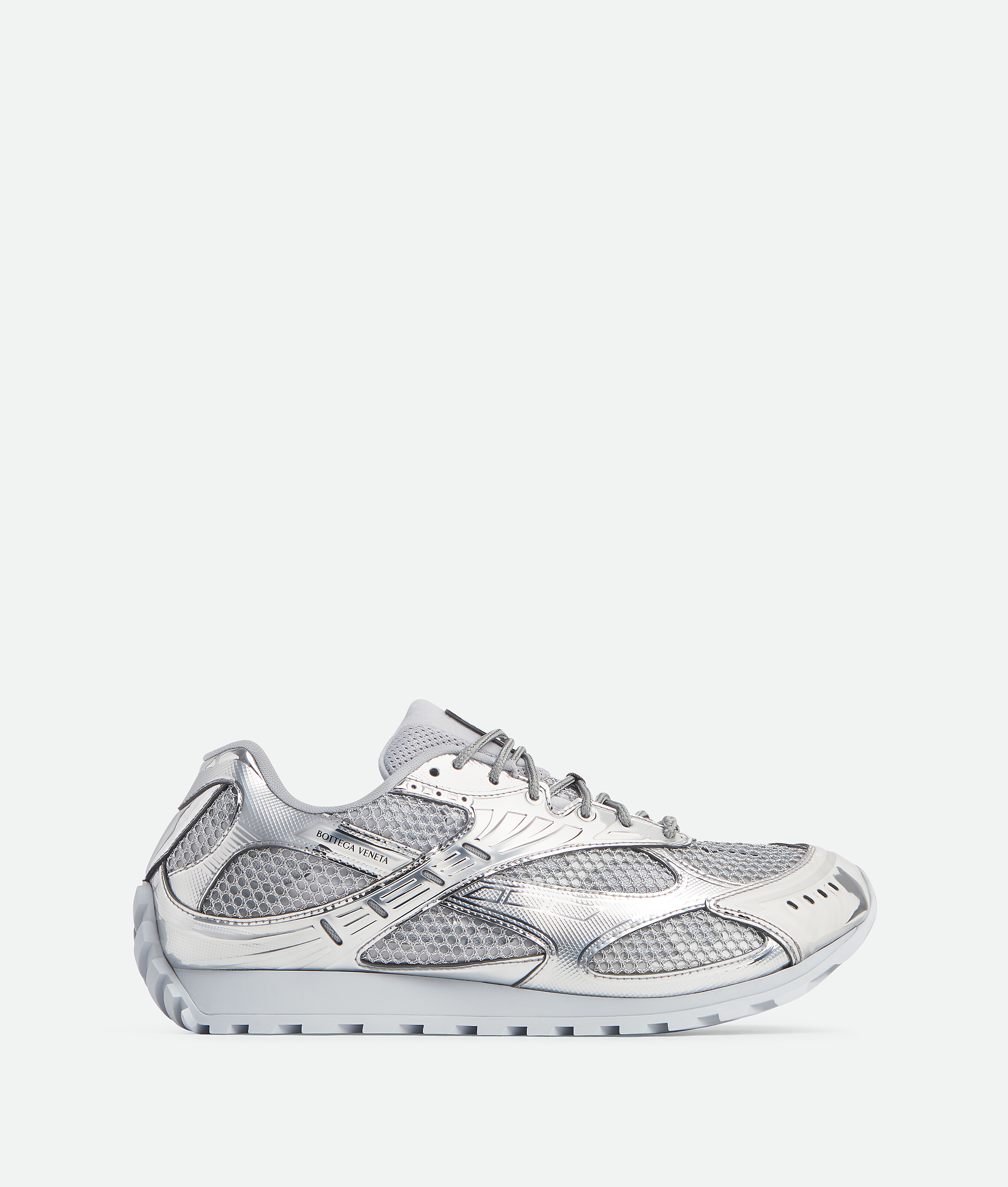 Shop Bottega Veneta Orbit Sneaker In Silver