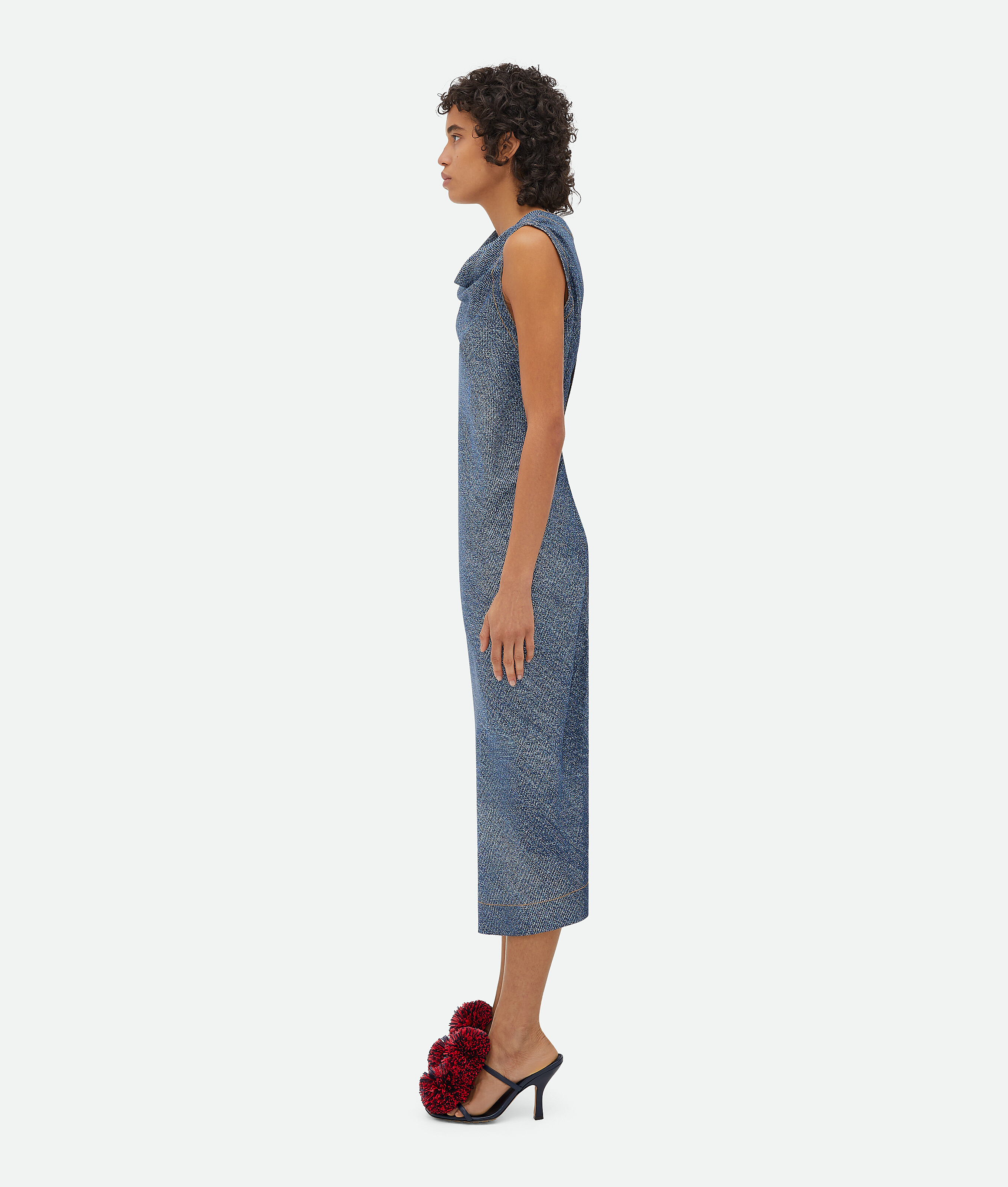 Shop Bottega Veneta Bedrucktes Kleid Aus Denim Und Viskose In Blue