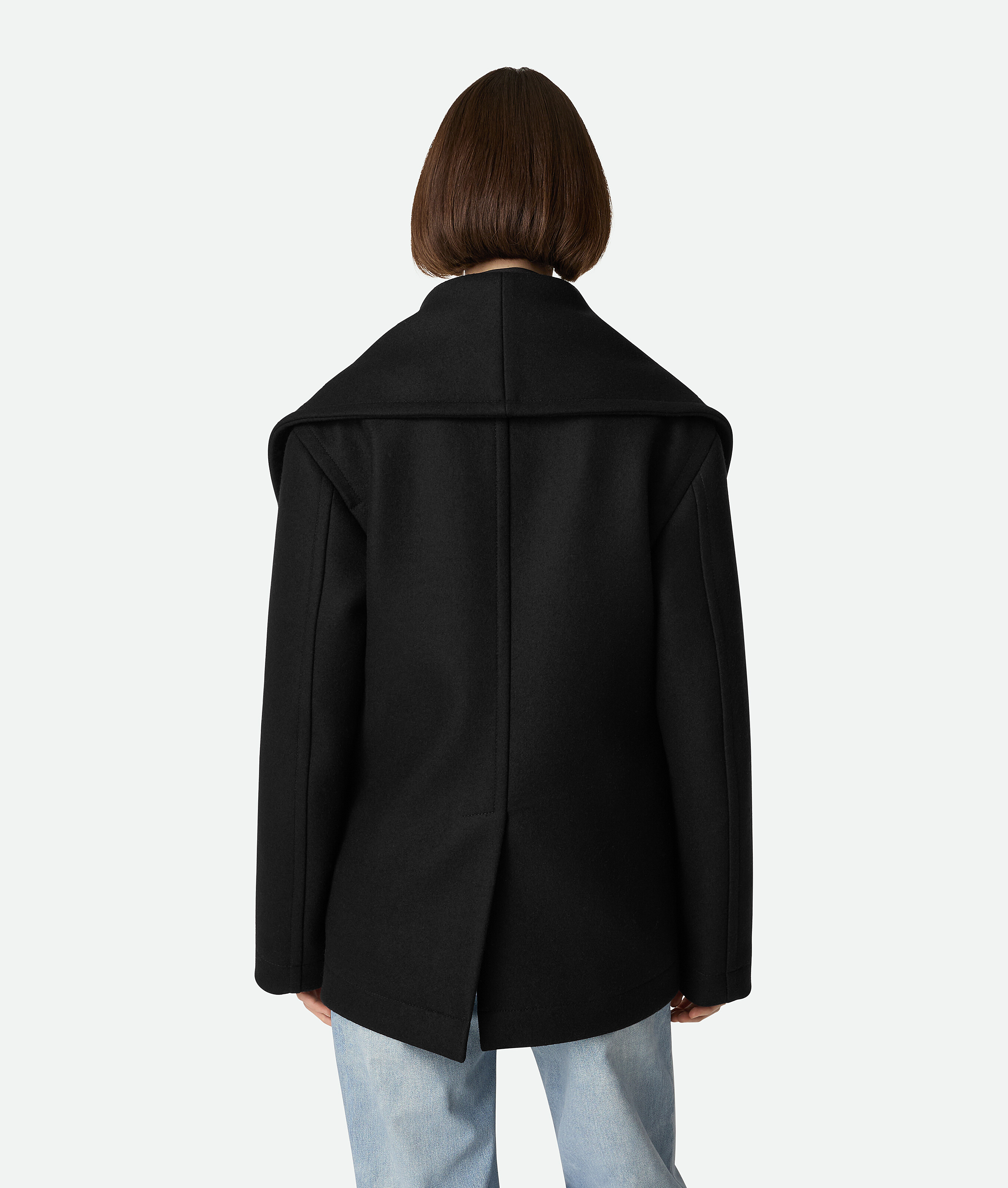 Bottega Veneta Stretch Wool Short Coat In Black