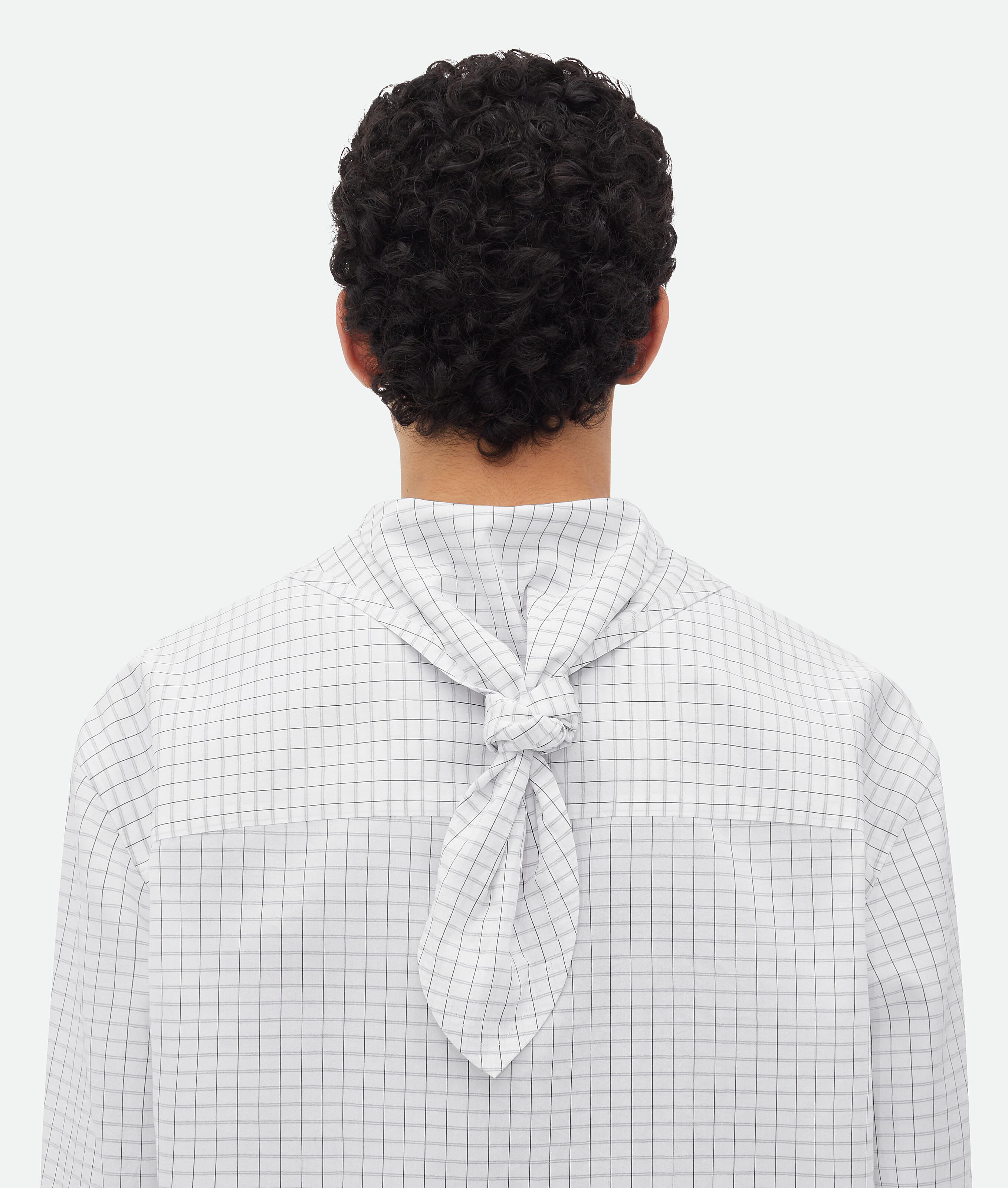 Bottega Veneta Crisp Cotton Silk Check Bandana Shirt In White