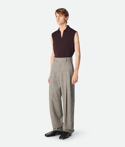 Pantalon droit en viscose mouchetée