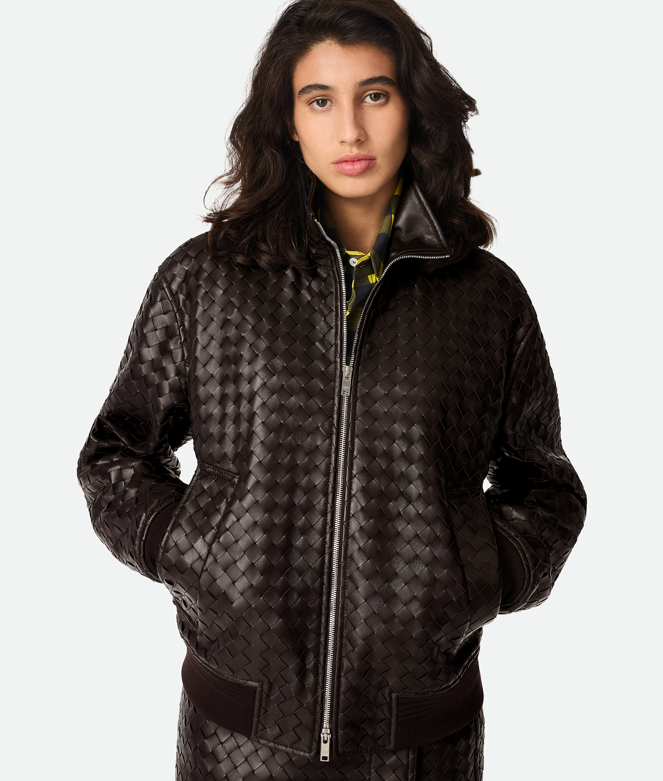Bottega Veneta Intrecciato Leather Blouson - Brown - Woman - 8 - Lambskin