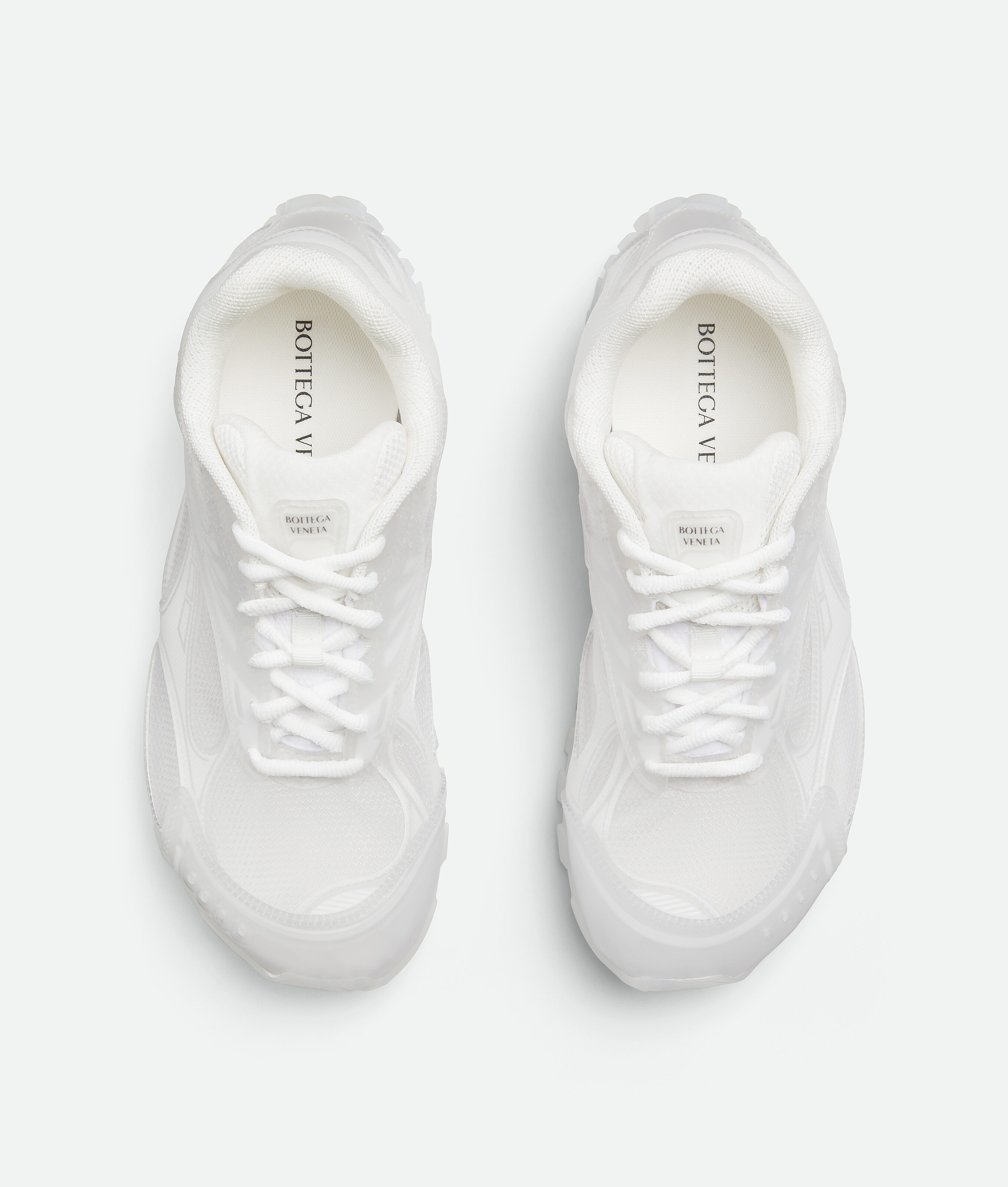 Bottega Veneta Orbit Sneakers From Running Technical Rubber And Mesh Shoes In Glass/white