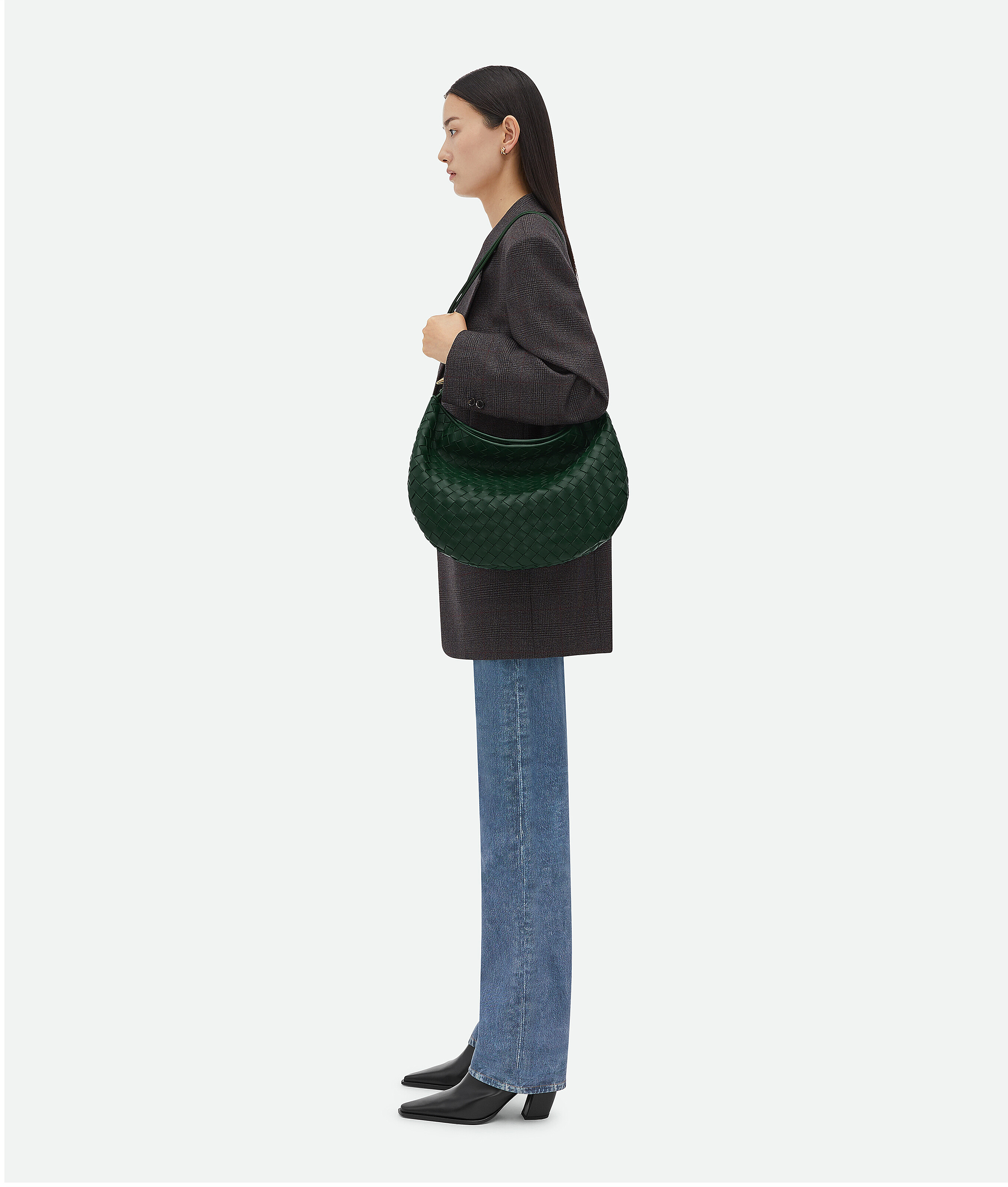 Bottega Veneta Sardine Medium Intrecciato Leather Top-handle Bag In Green