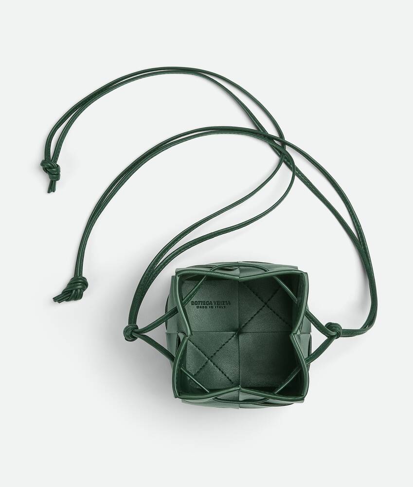 Green Cassette mini Intrecciato-leather bucket bag, Bottega Veneta