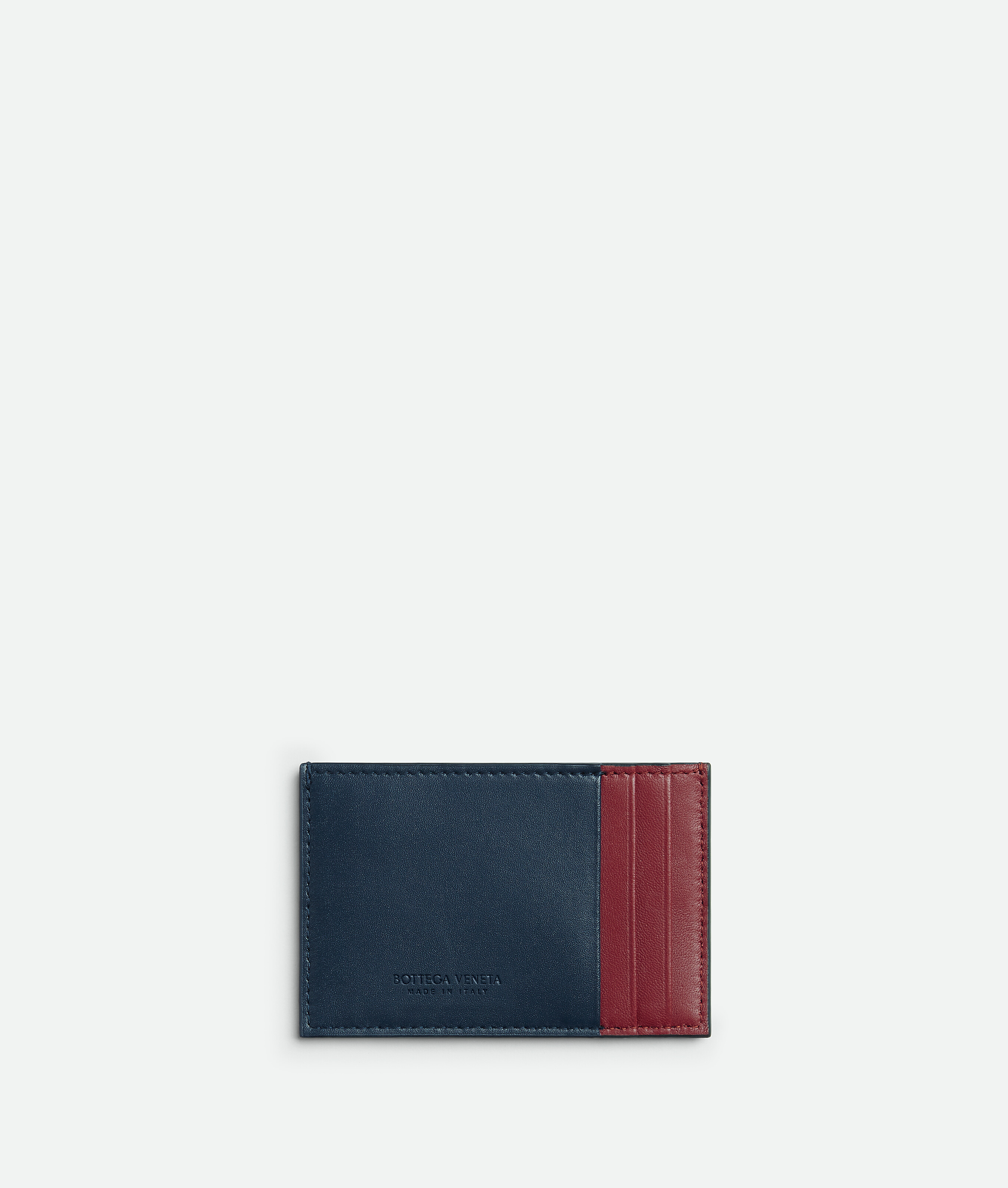 Shop Bottega Veneta Cassette Credit Card Case In Deep Blue/ambra