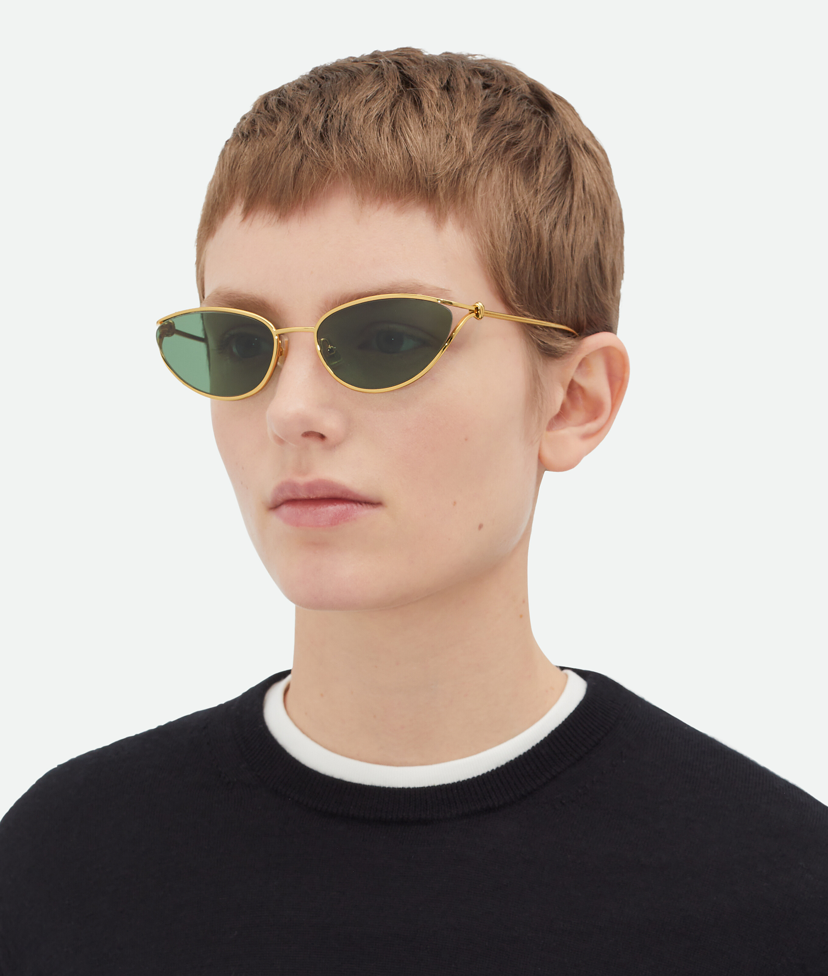 Bottega Veneta Knot Sonnenbrille In Cat-eye-form In Gold/green