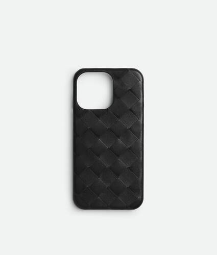 Men's Intrecciato Iphone 16 Pro Foglio Case in Black Bottega Veneta Belgium EN - Image 1
