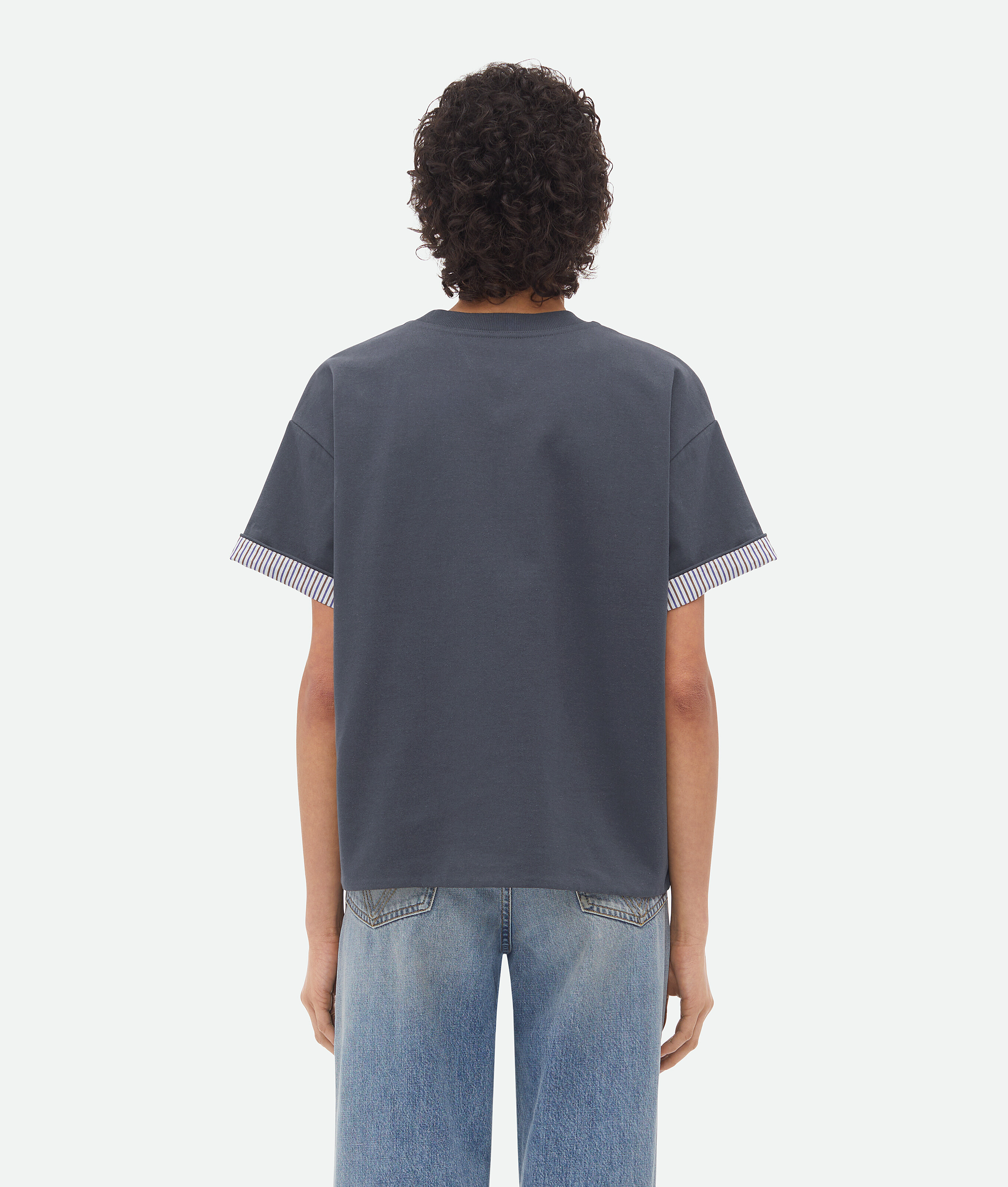 Shop Bottega Veneta T-shirt En Coton À Rayures À Double Couche In Grey