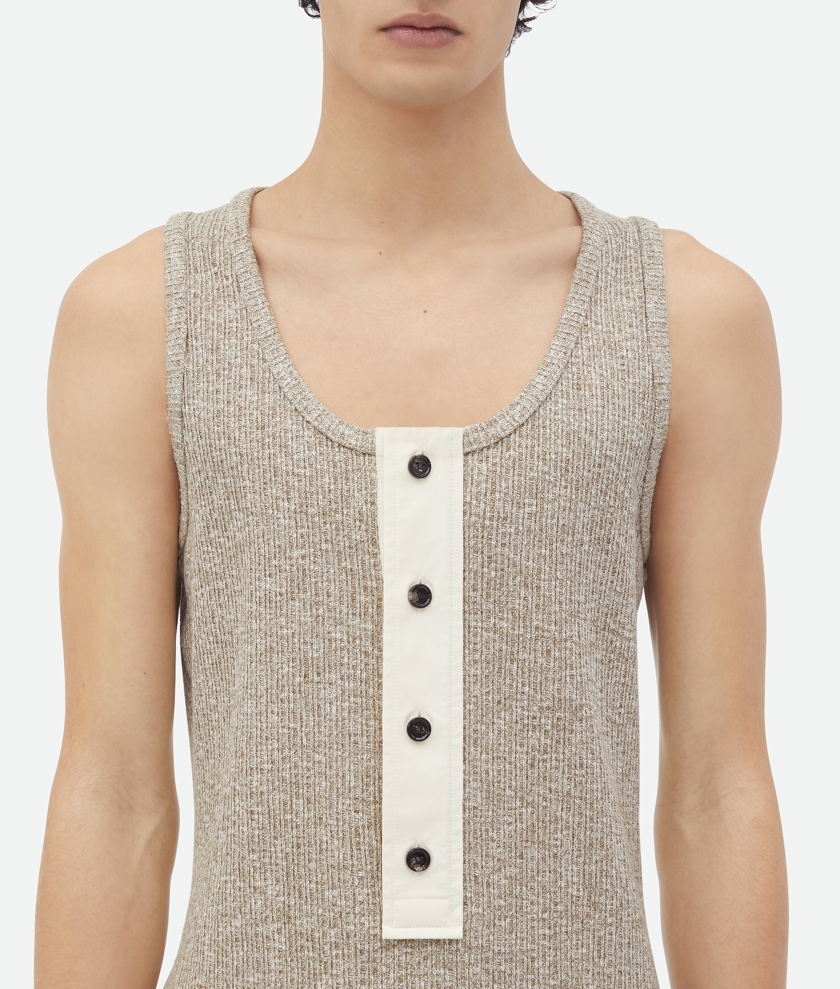 Shop Bottega Veneta Cotton Mouline Jersey Tank Top In Beige